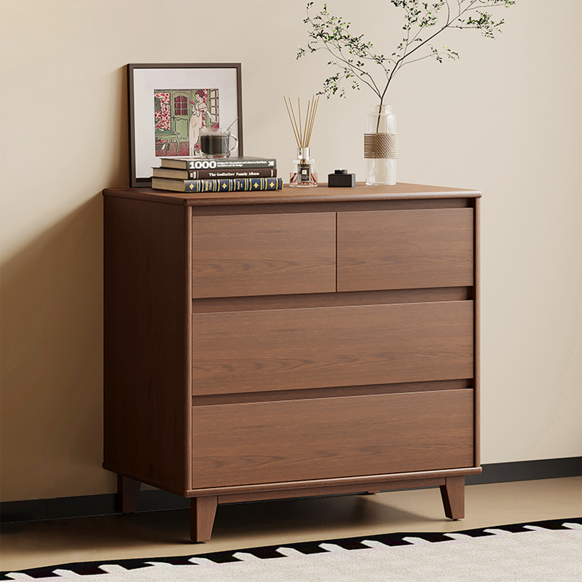 Arezzo 2 over 2 Lowboy, Claro Walnut