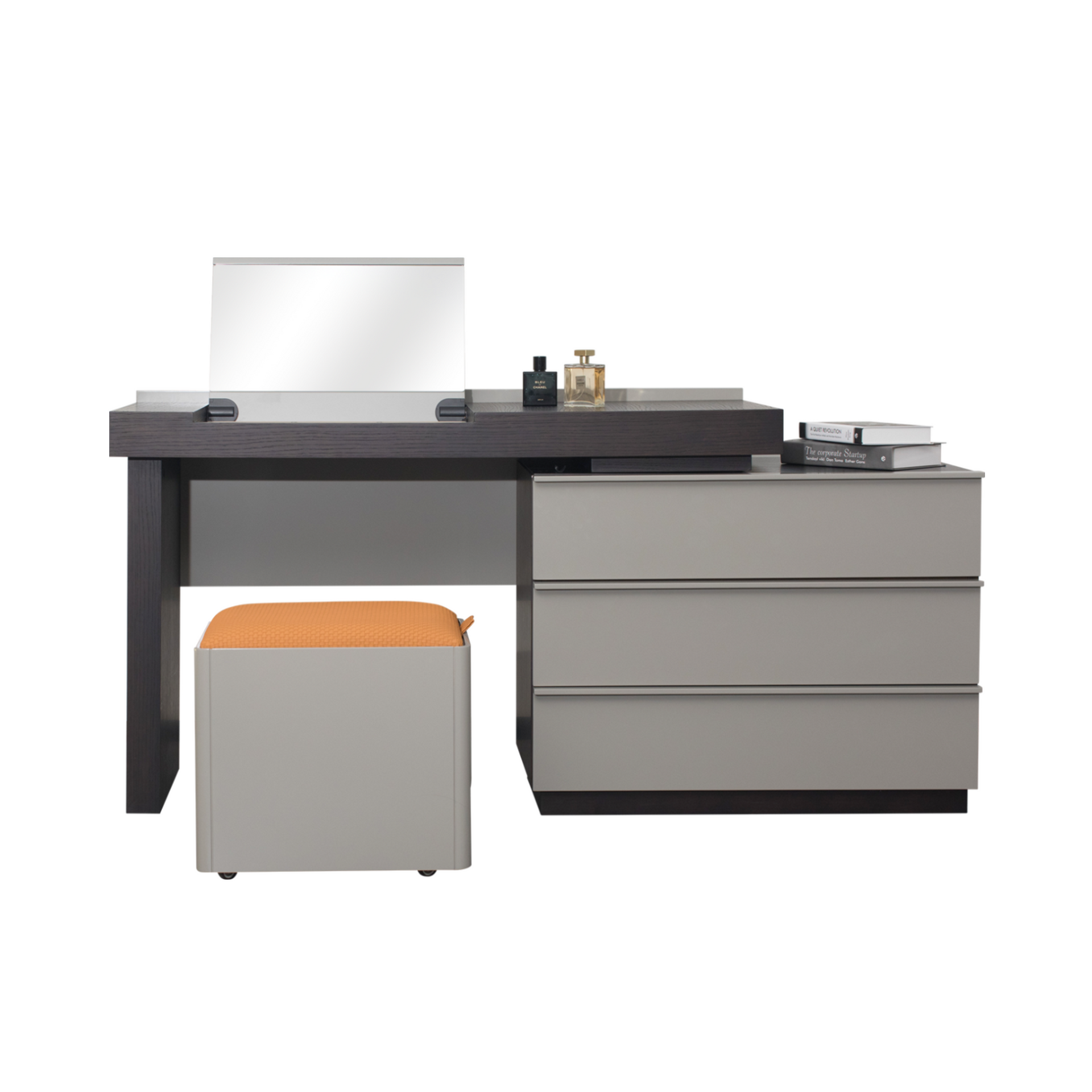 Rome Dressing Table with Stool, Black/grey