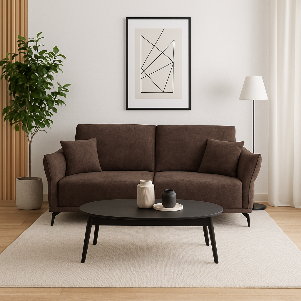 Sora 3-Seater Sofa, Dark brown