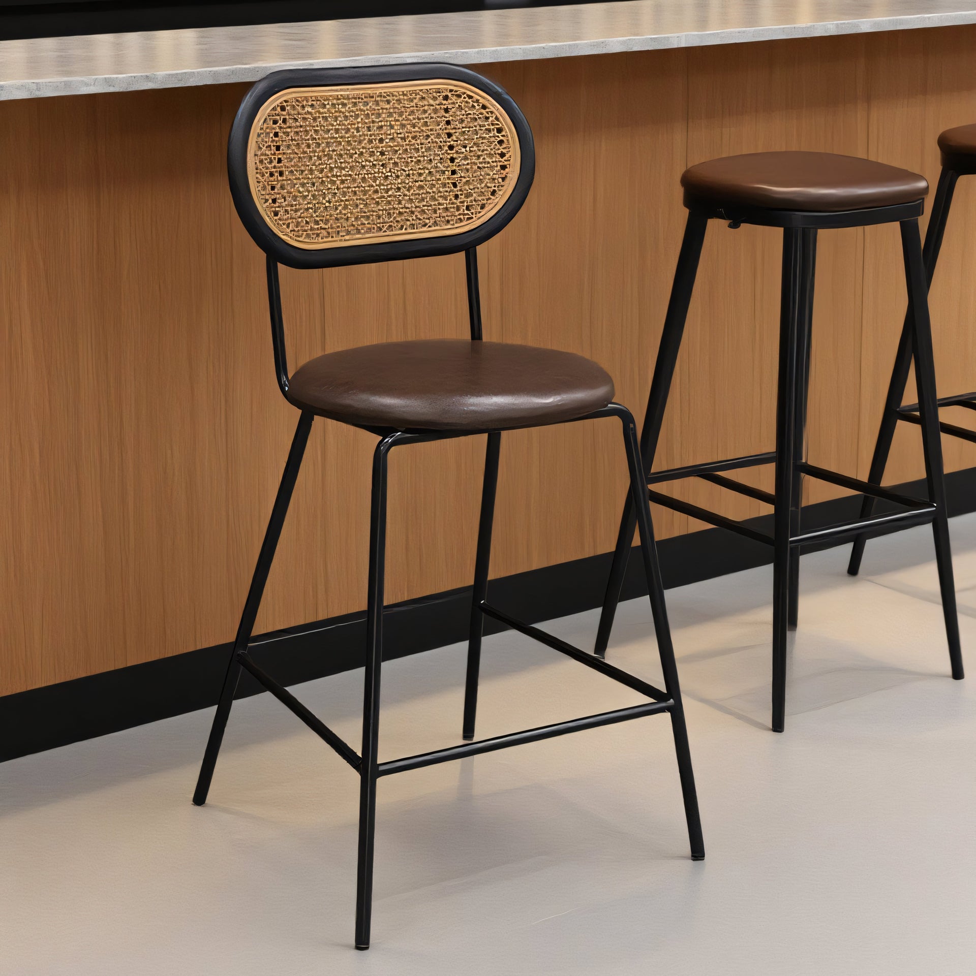 Mira Bar Chair, Black/brown, Set of 3