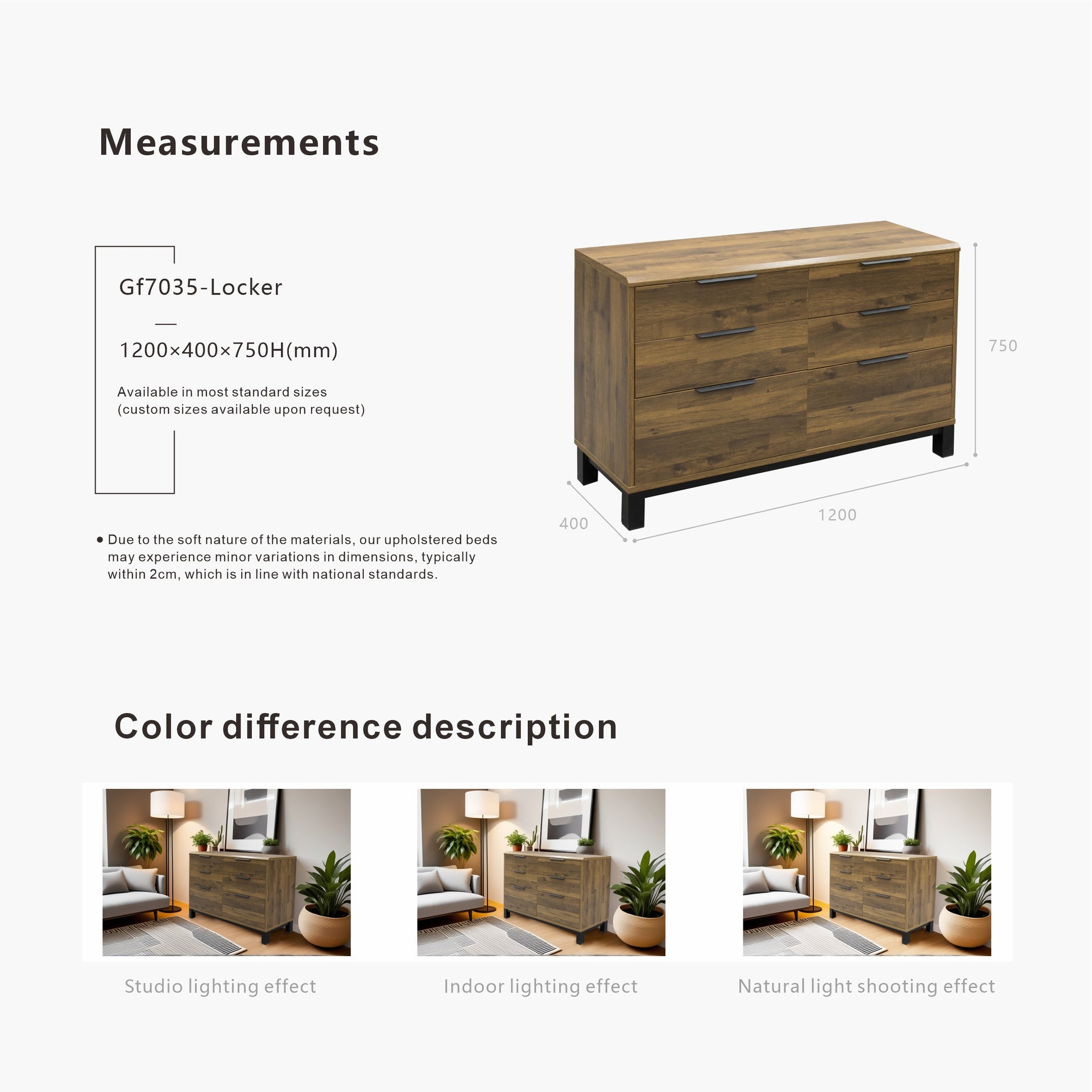 Corsi 6 Drawers Chest, 1.2M, Elm