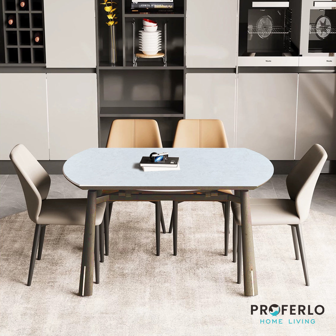 Arezzo Round Foldable Dining Table, White & Walnut