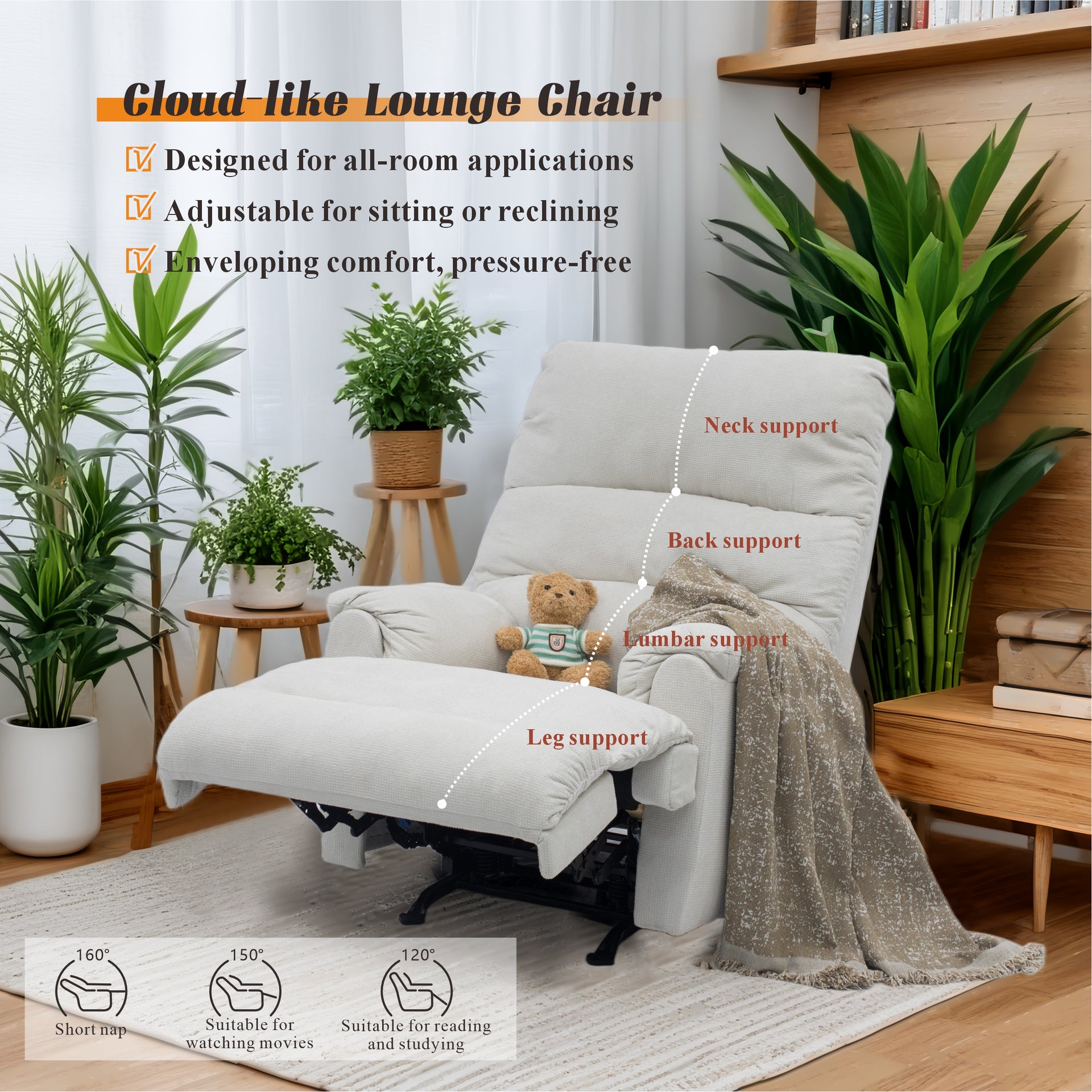 Arce Recliner Chair, Beige