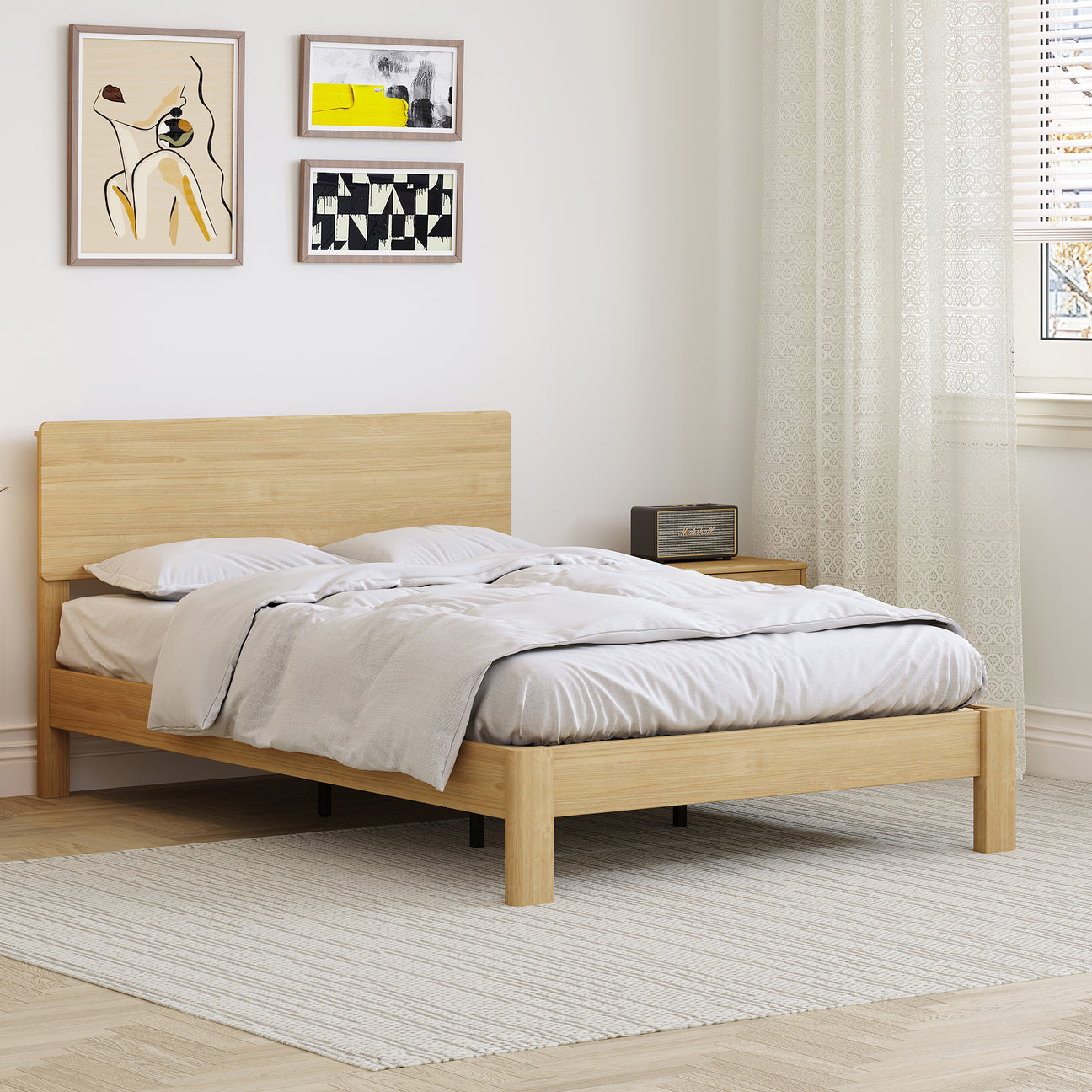 Modena Bed Frame, Queen, Oak
