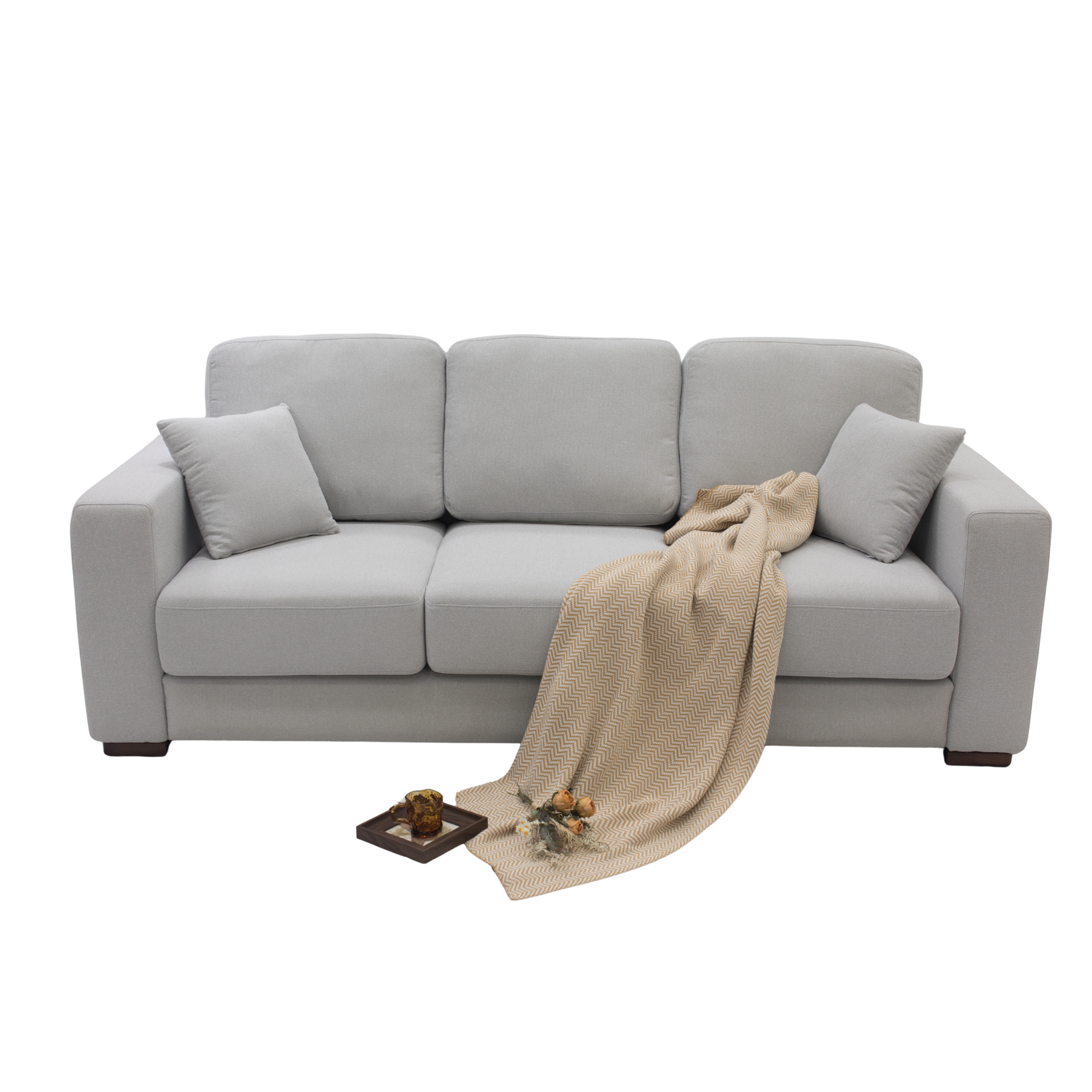 Osani Fabric 3 seater Sofa, Light Grey