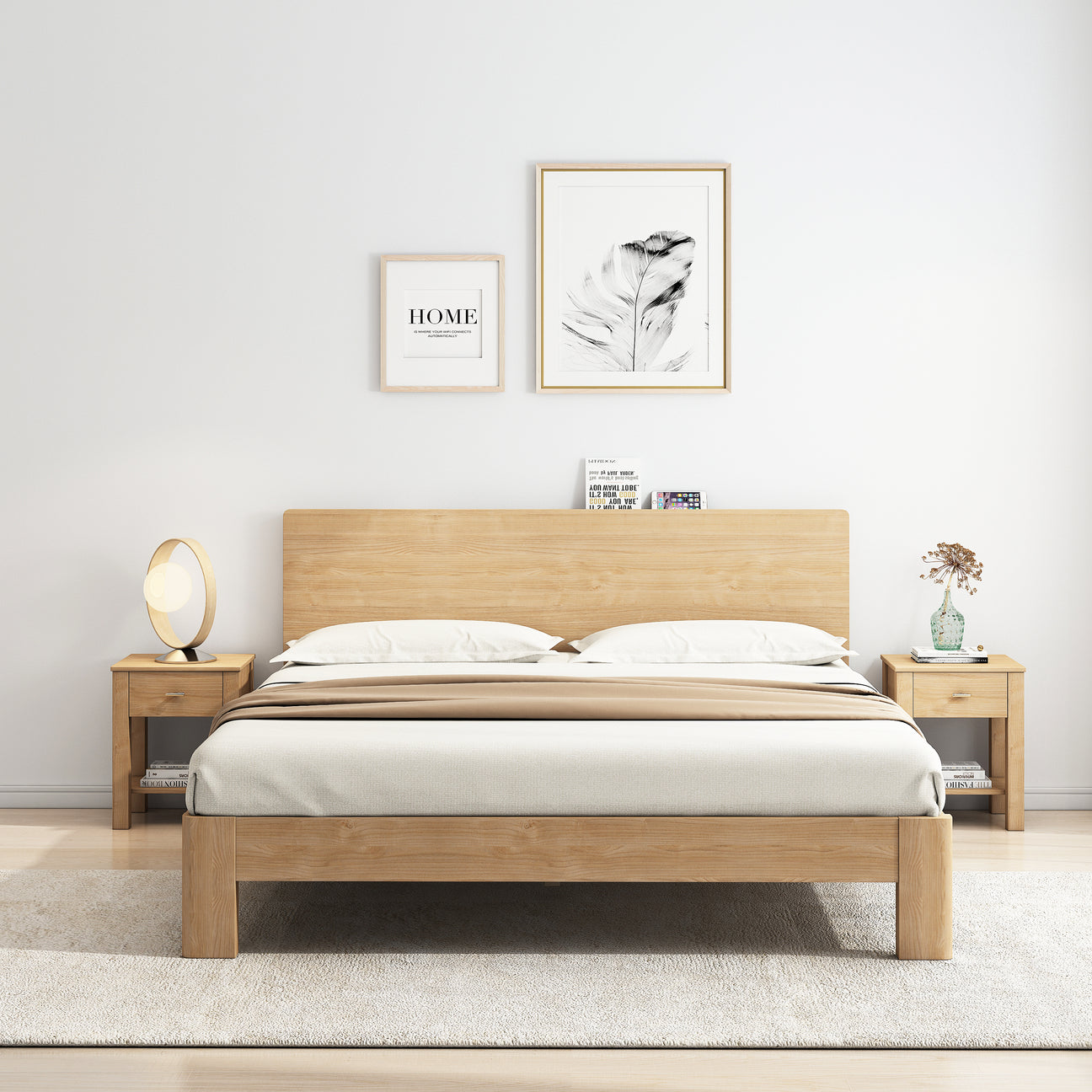 Modena Bed Frame, Queen, Oak