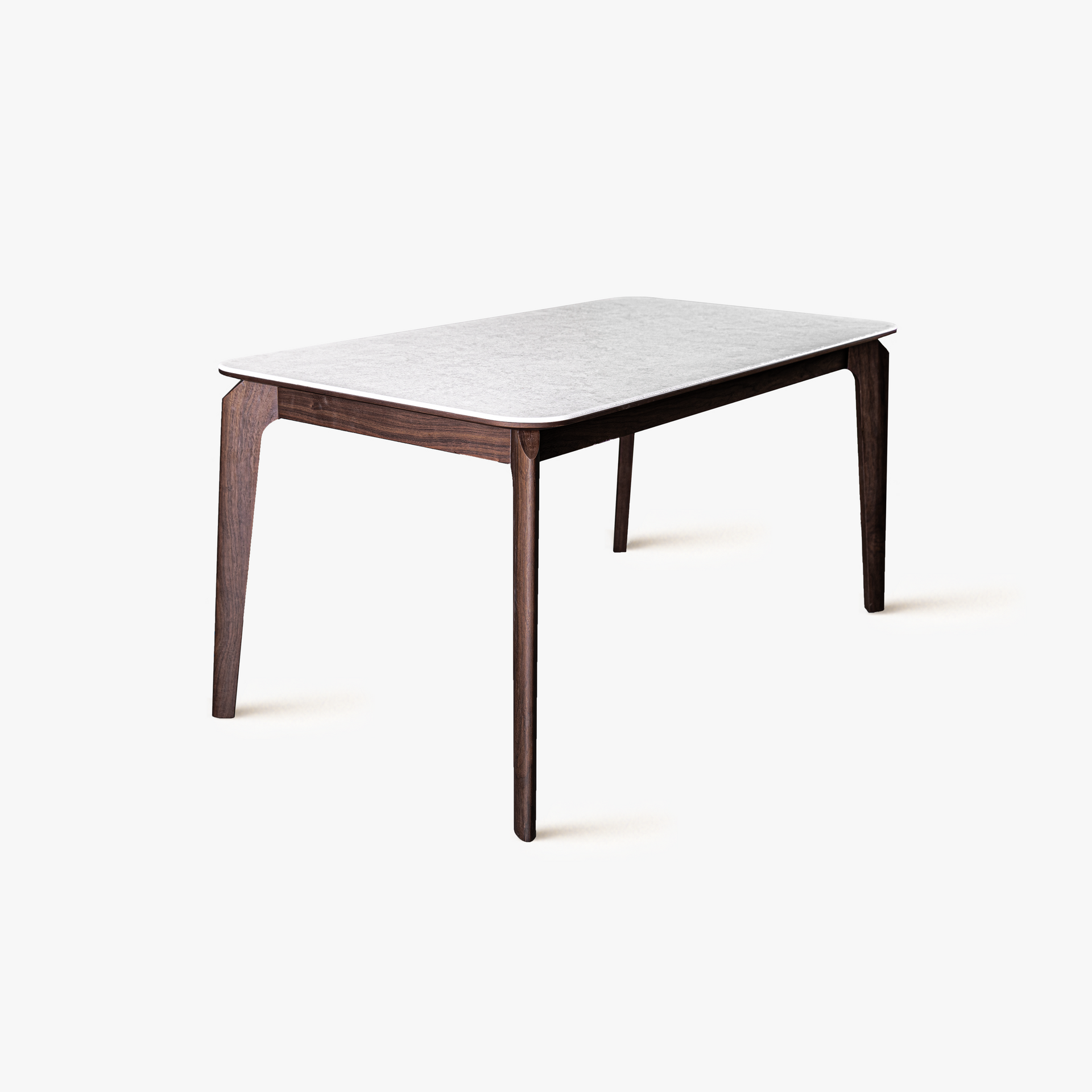 Arezzo-C Microcrystalline stone Dining Table, White & Walnut, 1.6M