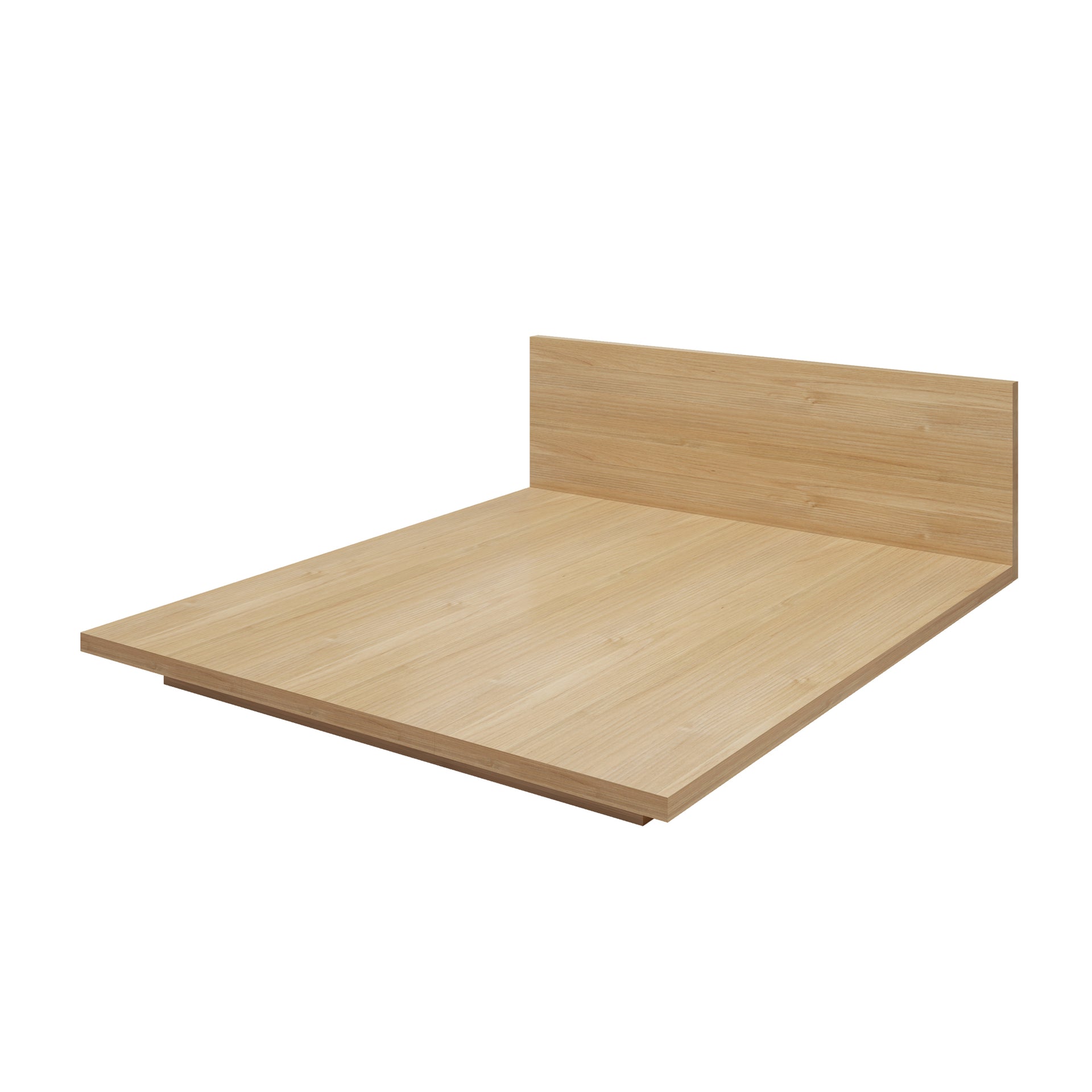Masa Japanese Bed Base with Headboard, Queen, Oak