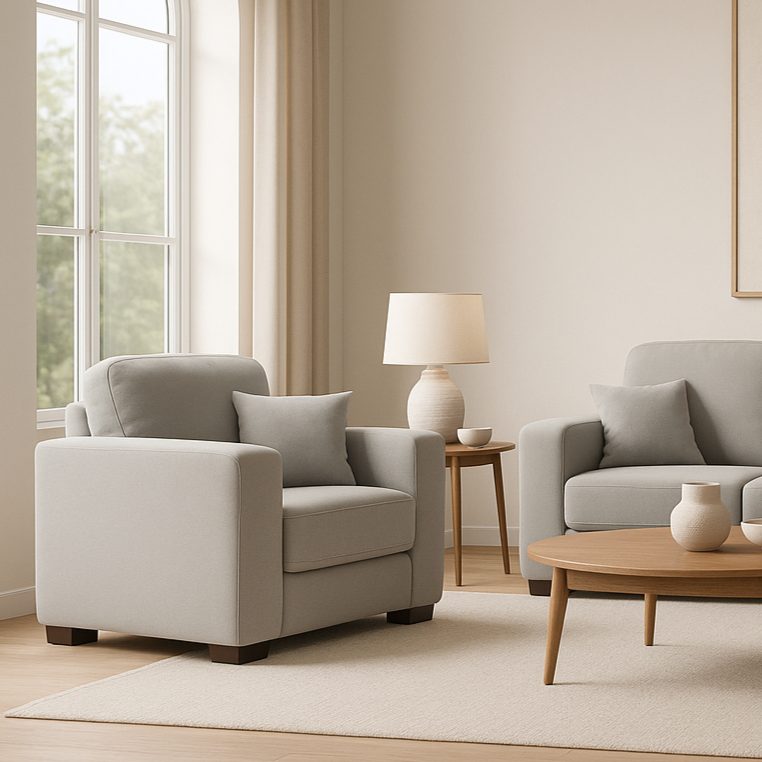 Osani Fabric Sofa, Single seater, Light Grey