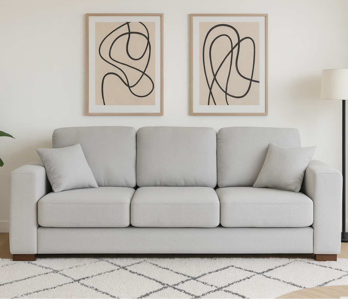 Osani Fabric 3 seater Sofa, Light Grey