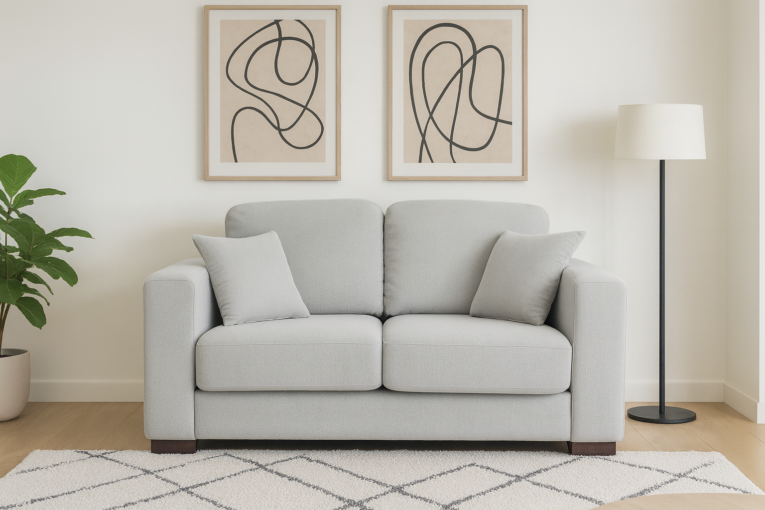 Osani Fabric 2-seater Sofa, Light Grey