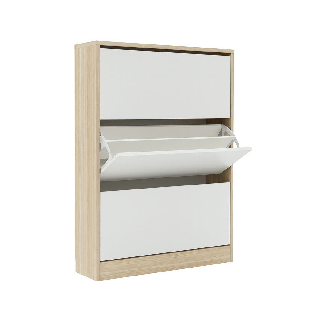 Pavia Shoe Cabinet, Oak & White (Photo shows two, price for one)