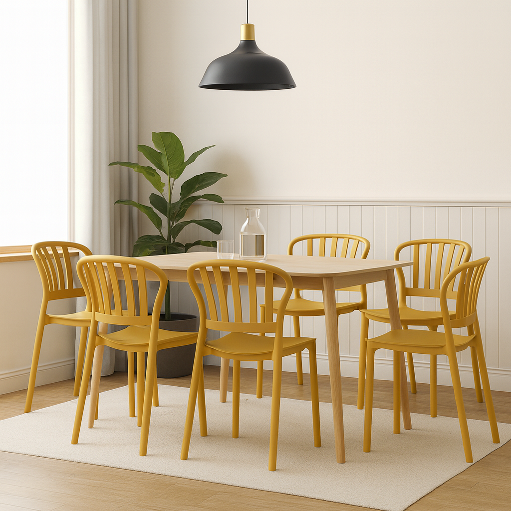 Sacile Stackable Dining Chair, Yellow, Set of 4