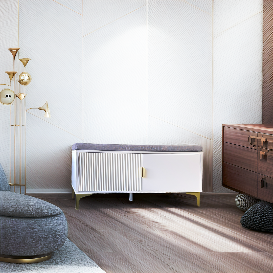 Gallo Shoe storage bench with cushion top White 915x355x510mm