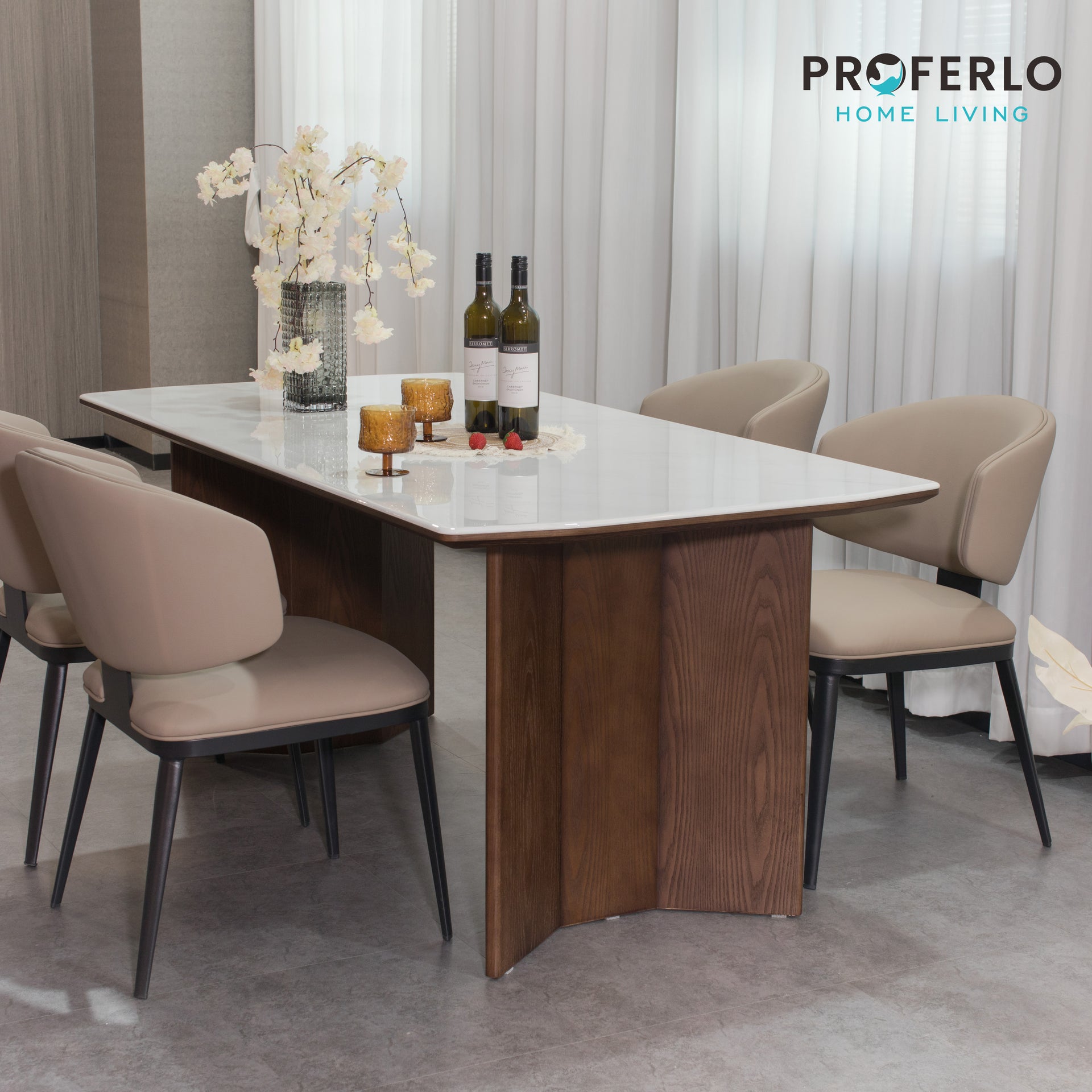 Arezzo Microcrystalline stone-top Dining Table 1.8M