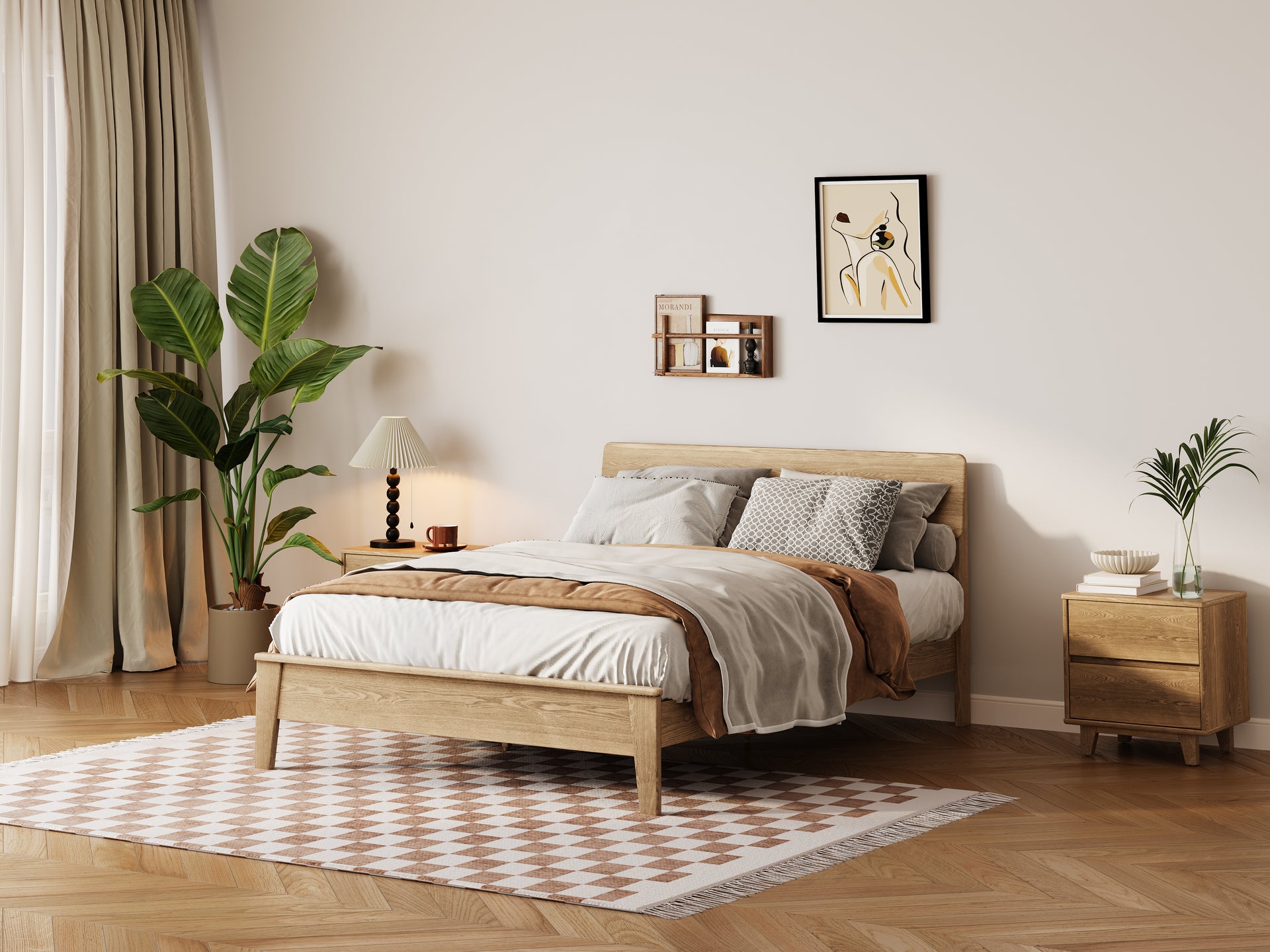 Arezzo-C Solidwood Bedframe, Queen, Wood