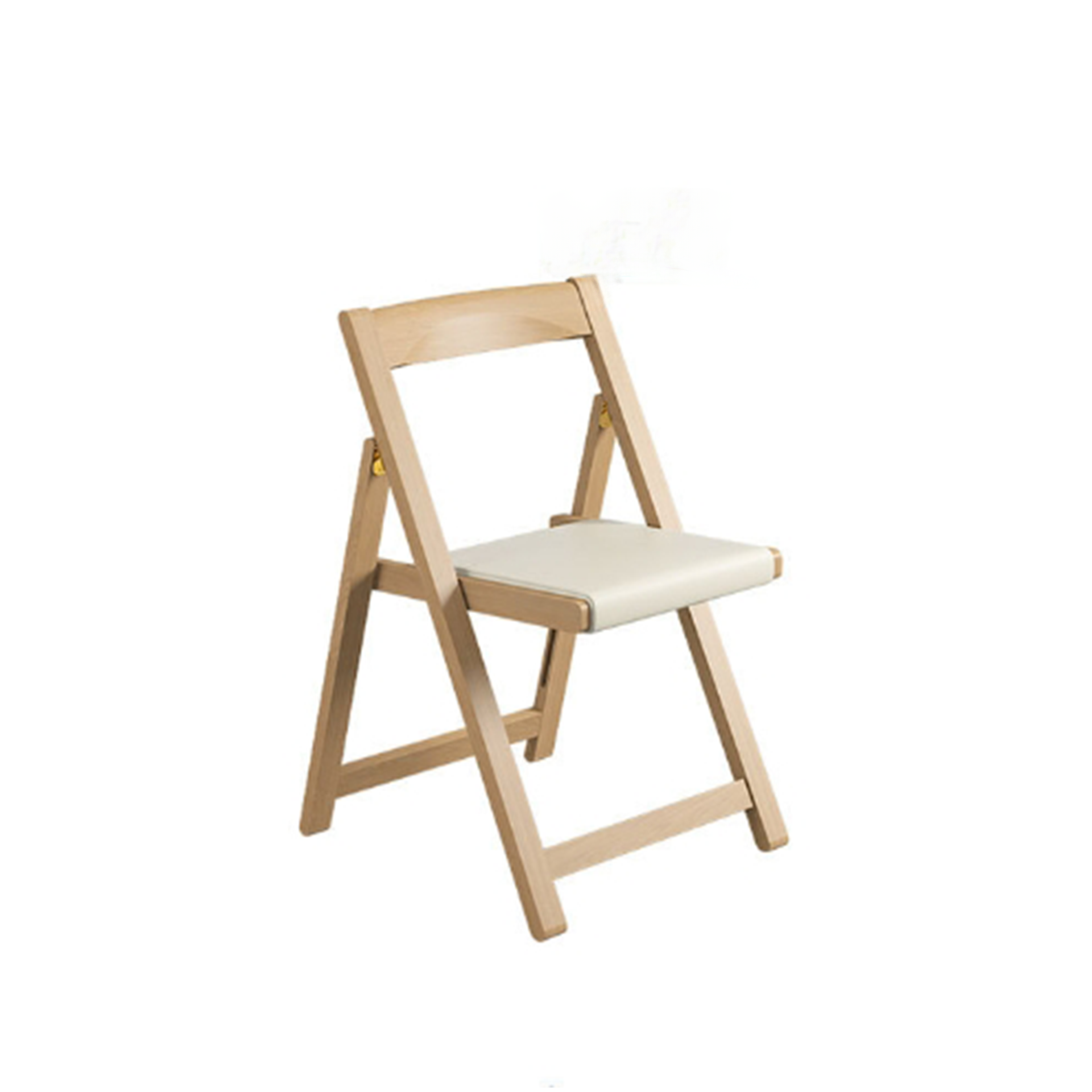 Lecce Foldable Dining Chair with cushion seat, Wood & Beige, Set of 2