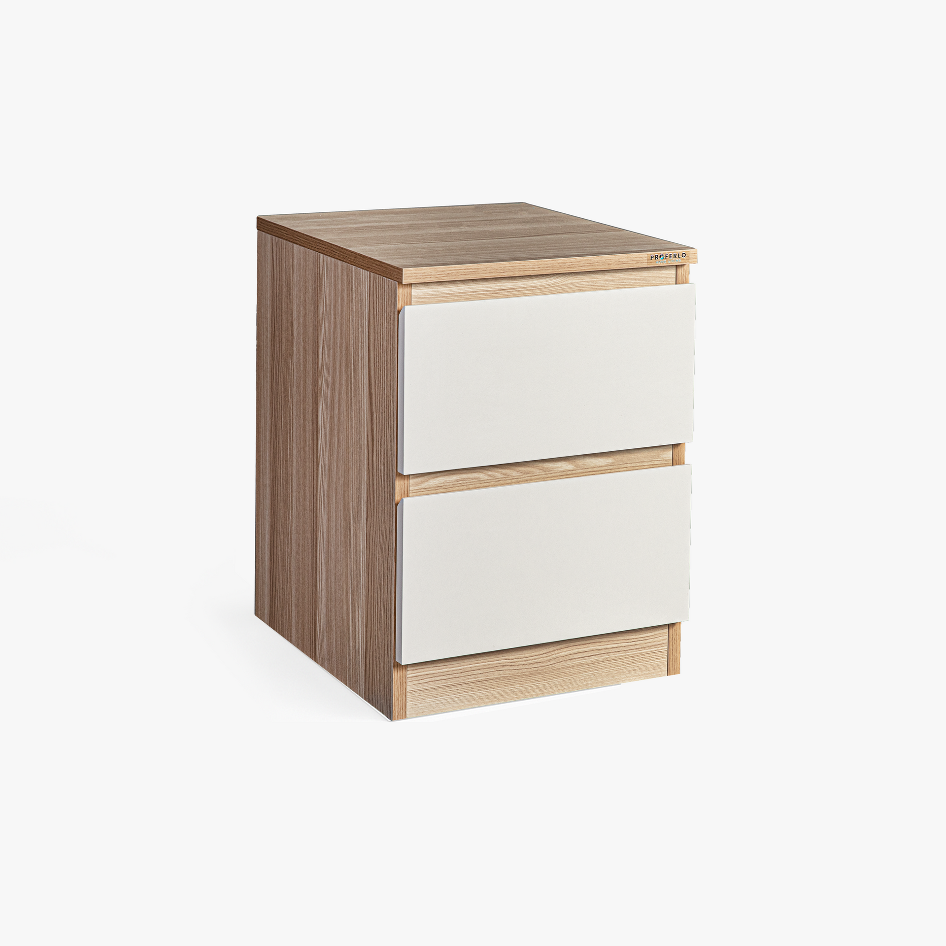 Sotta Bedside Table, Diamond Wood and White