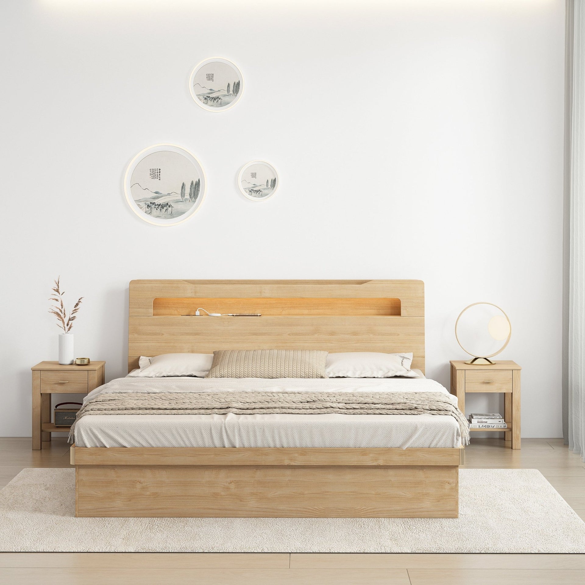 Doria Storage Bed frame, King, Oak