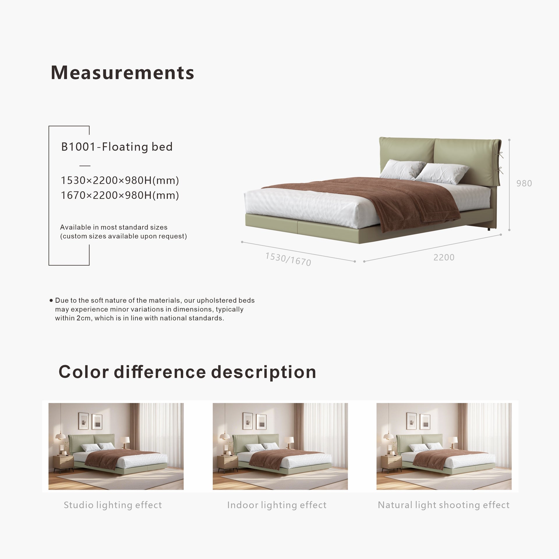 Sasso Upholstered Bed Frame, Grey, Queen