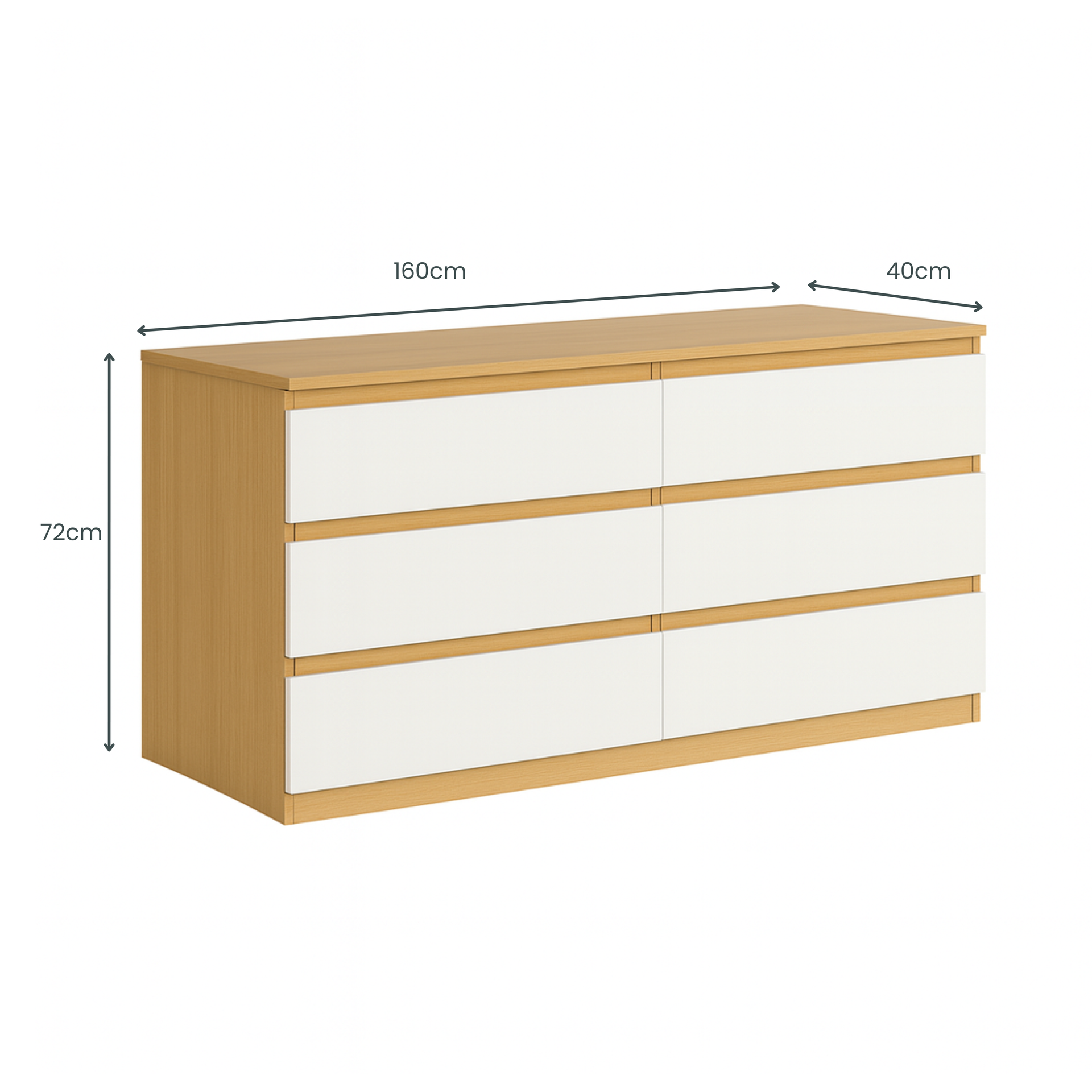 Sotta 6 drawers Chest, White and Oak