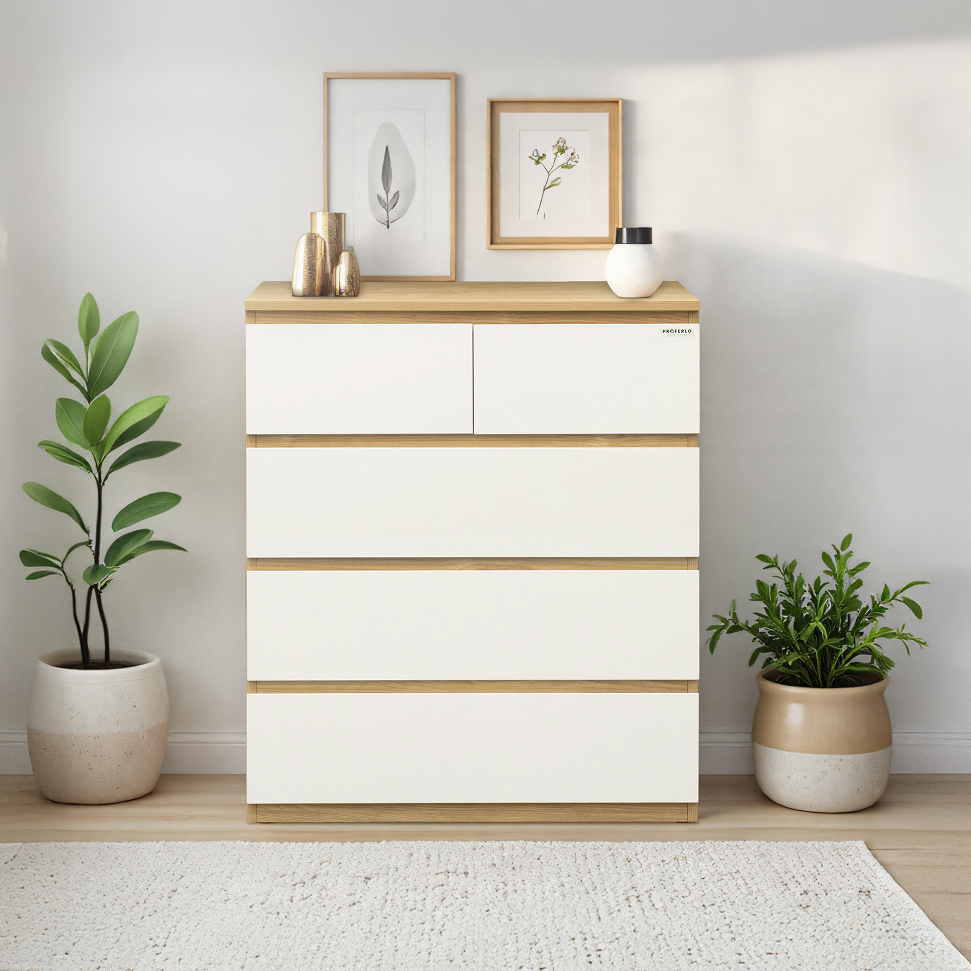 Sotta 2 over 3 Tallboy, Oak & White