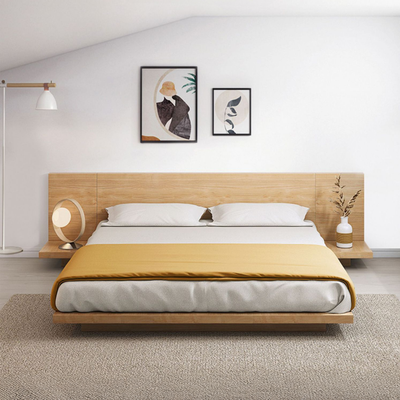 Masa Japanese Bed Base with Headboard, Queen, Oak