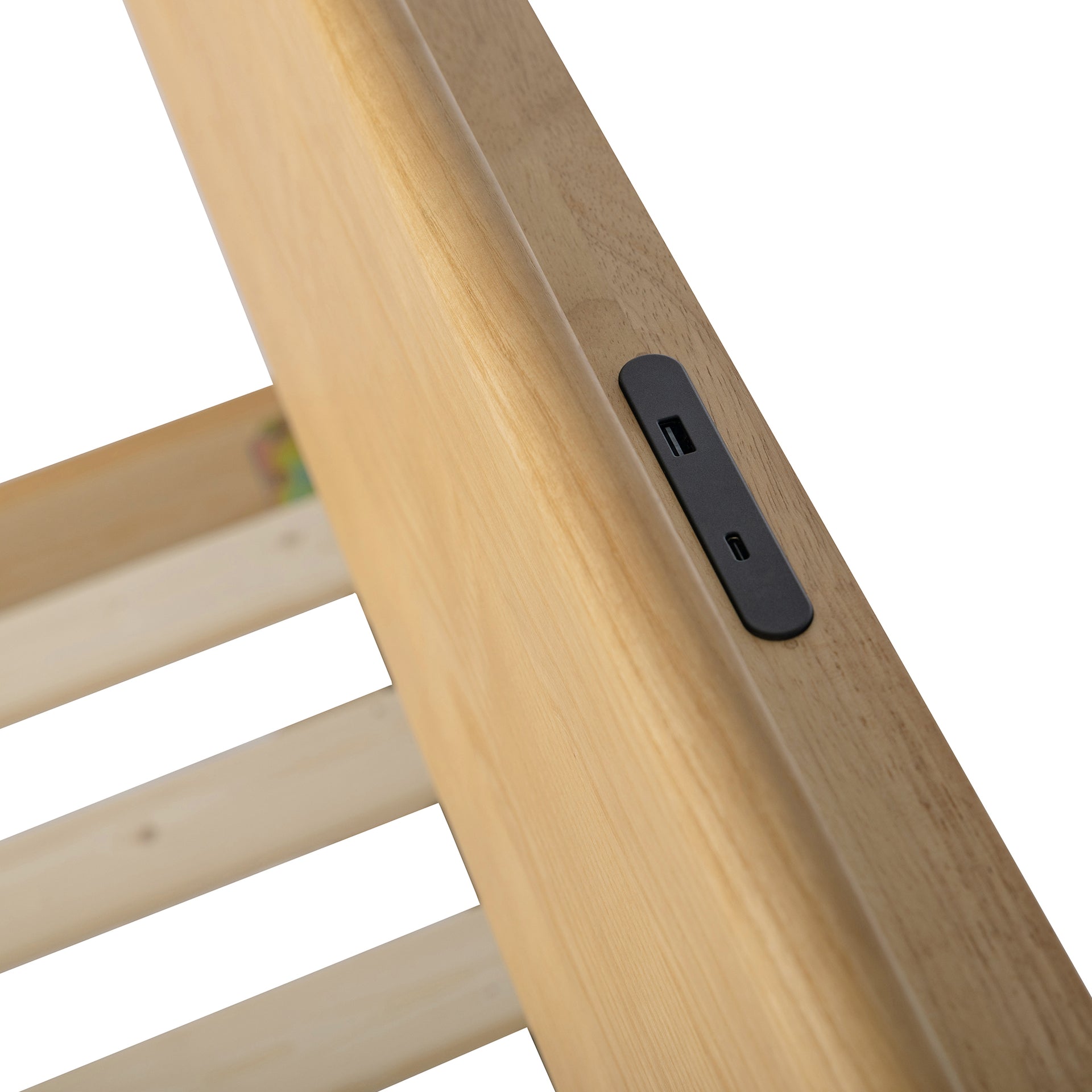 Arezzo-C Solidwood Bedframe with USB Charger, King Single, Wood