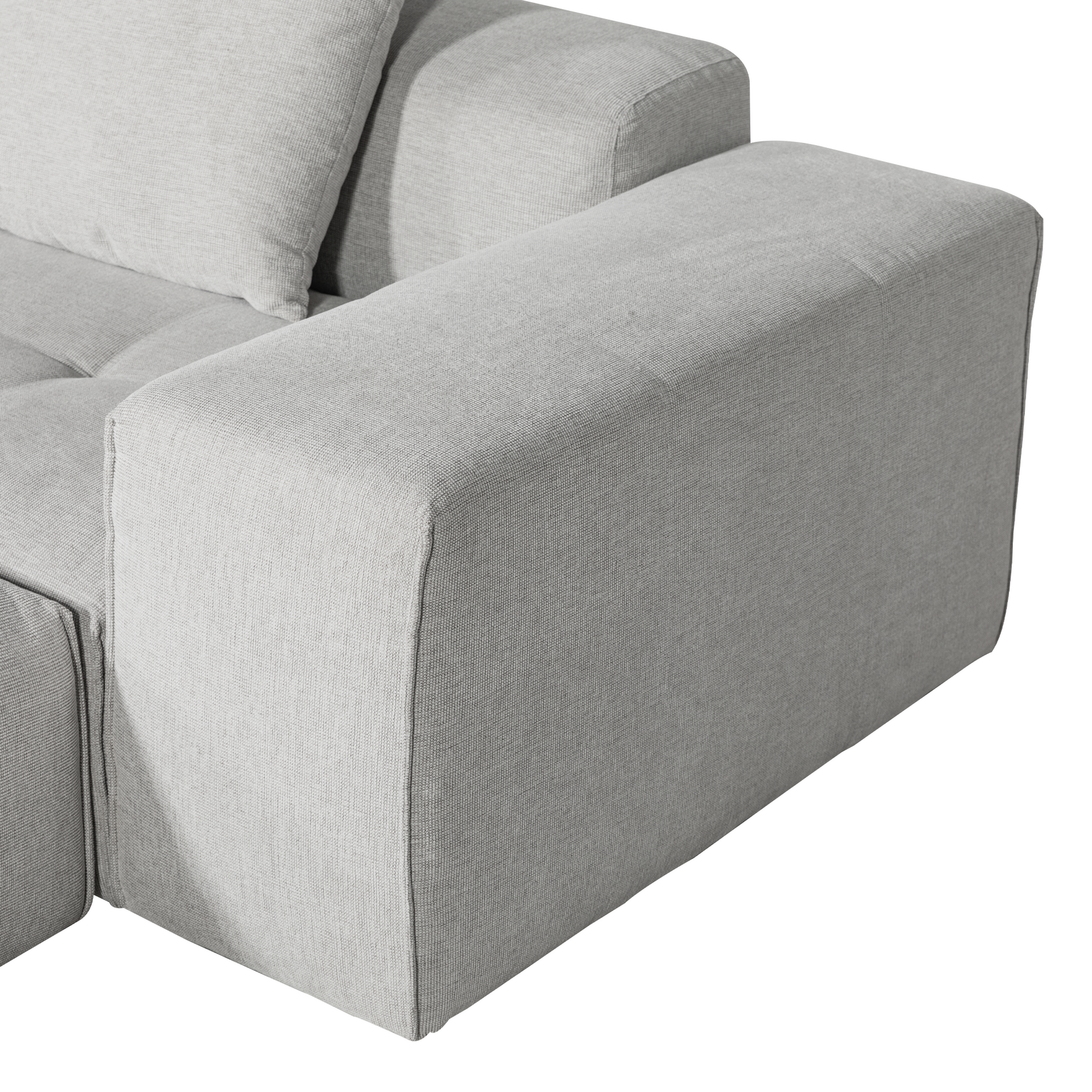 Bonsa 5 Seater Sofa with Left-Hand Chaise & Ottoman, Light Grey