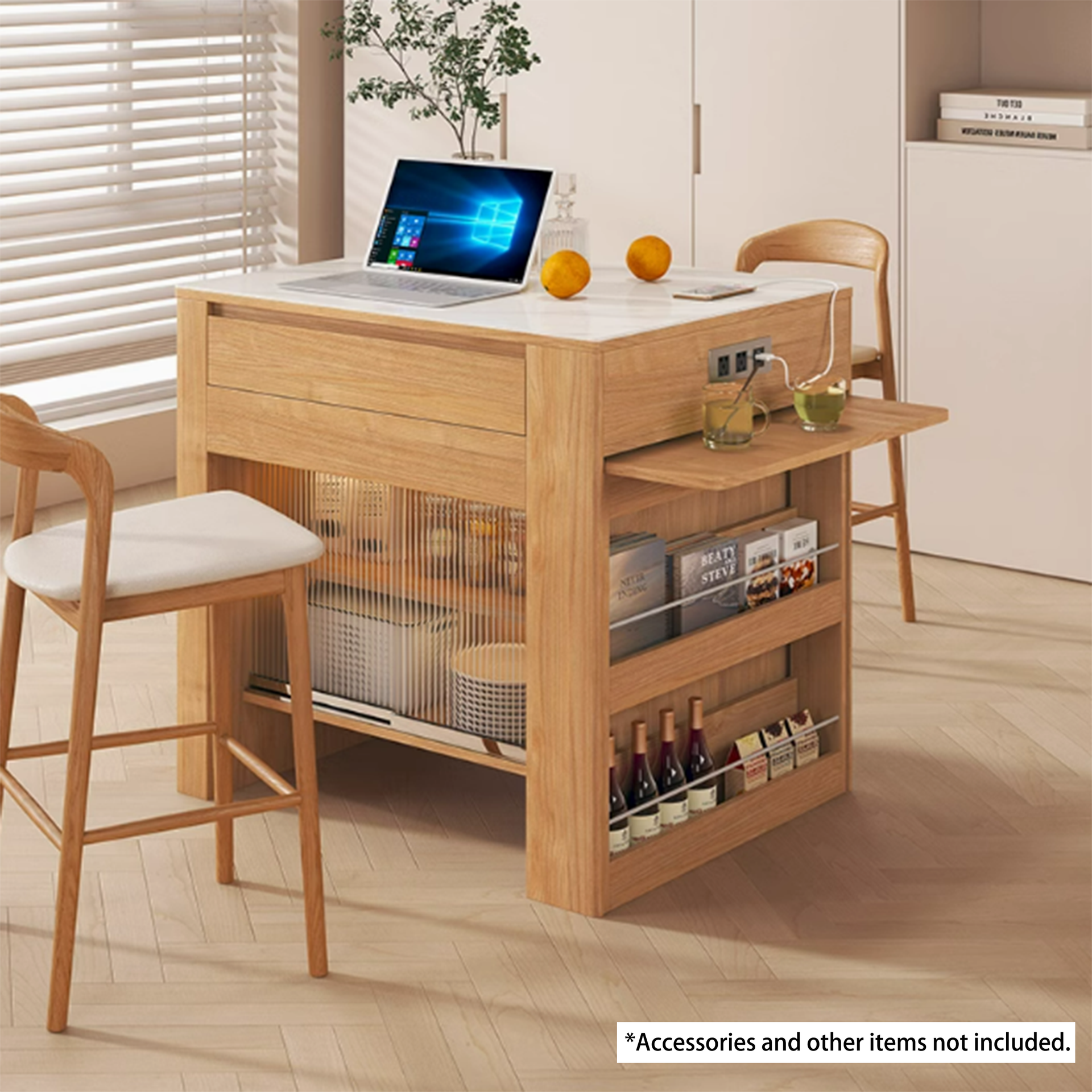 Forli Extendable Kitchen Island, Oak