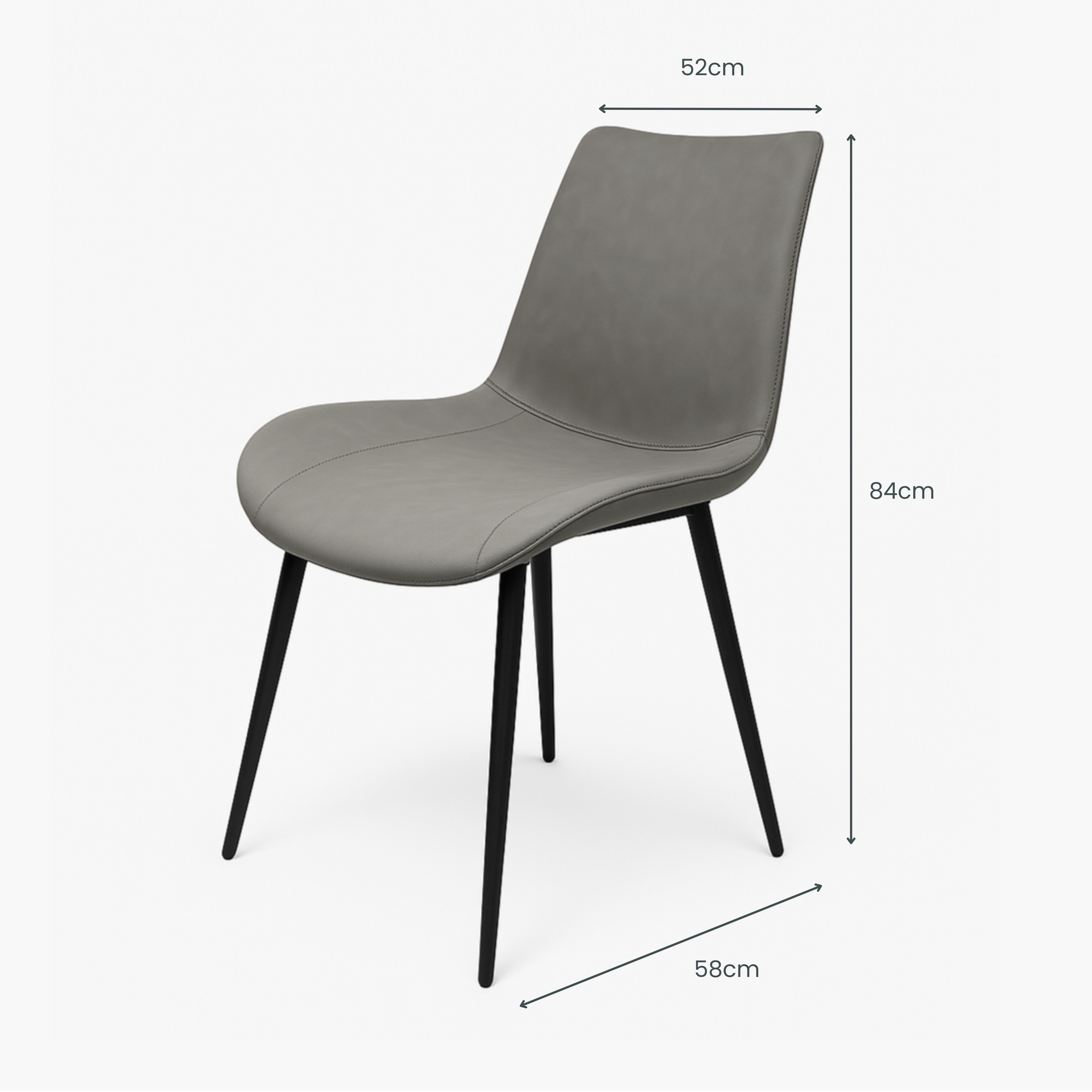 Bubbio Dining Chair, Grey, Set of 4