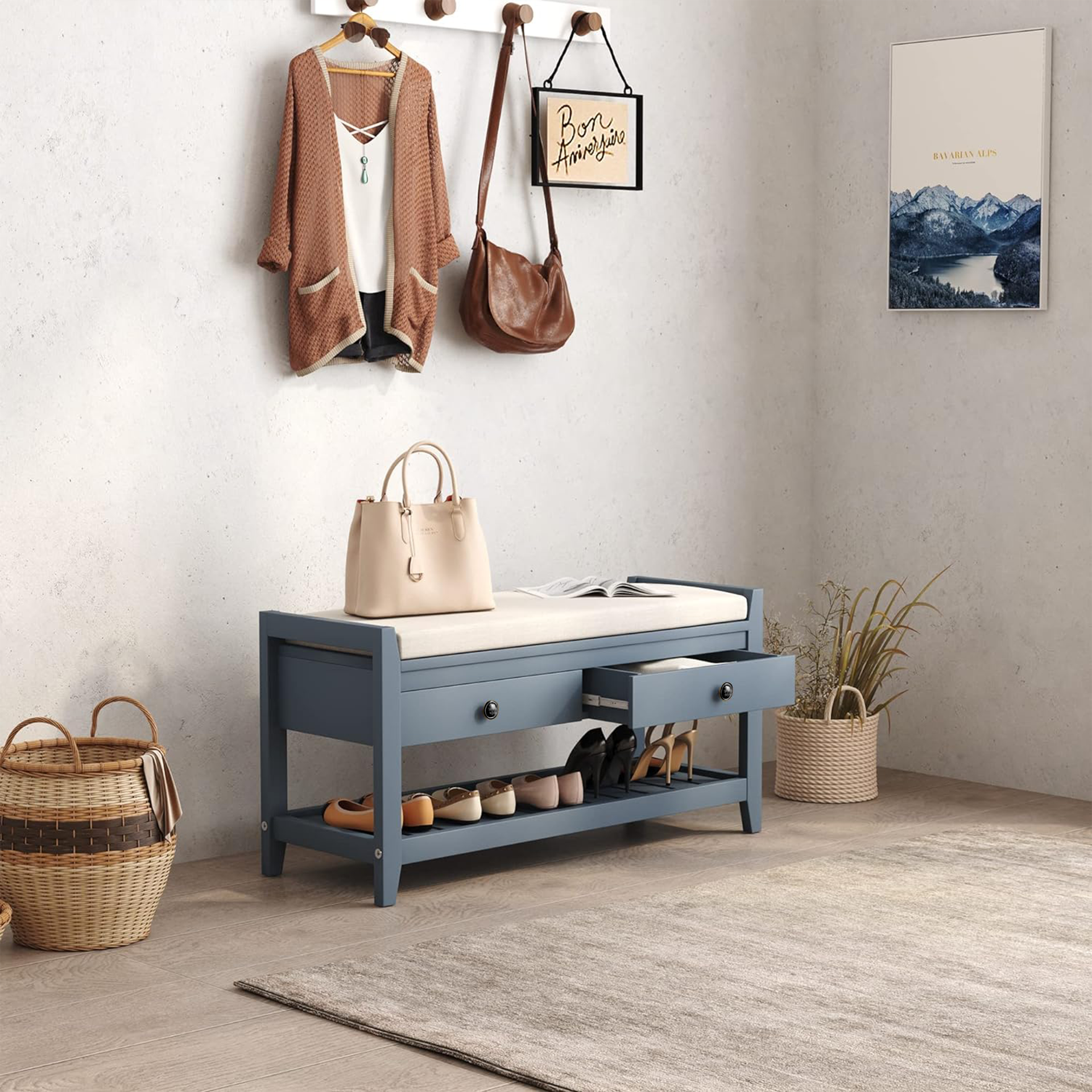 Conca Shoe bench, Blue