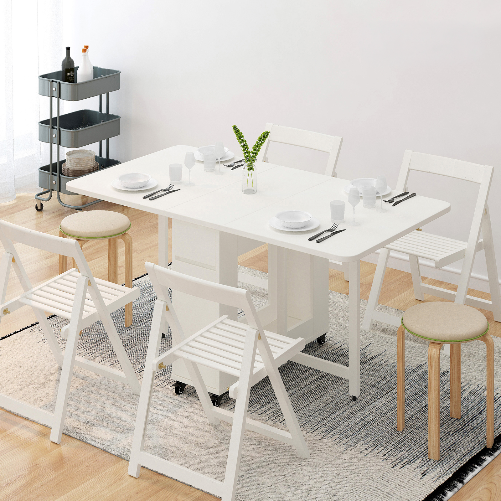 Lecce Foldable Dining Table, 1.4M, White