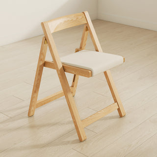 Lecce Foldable Dining Chair with cushion seat, Wood & Beige, Set of 2