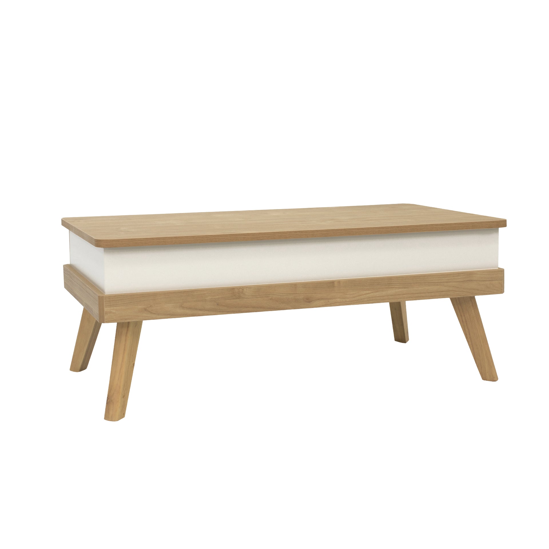 Apulia Lift Up Coffee Table, 1M, Oak & White