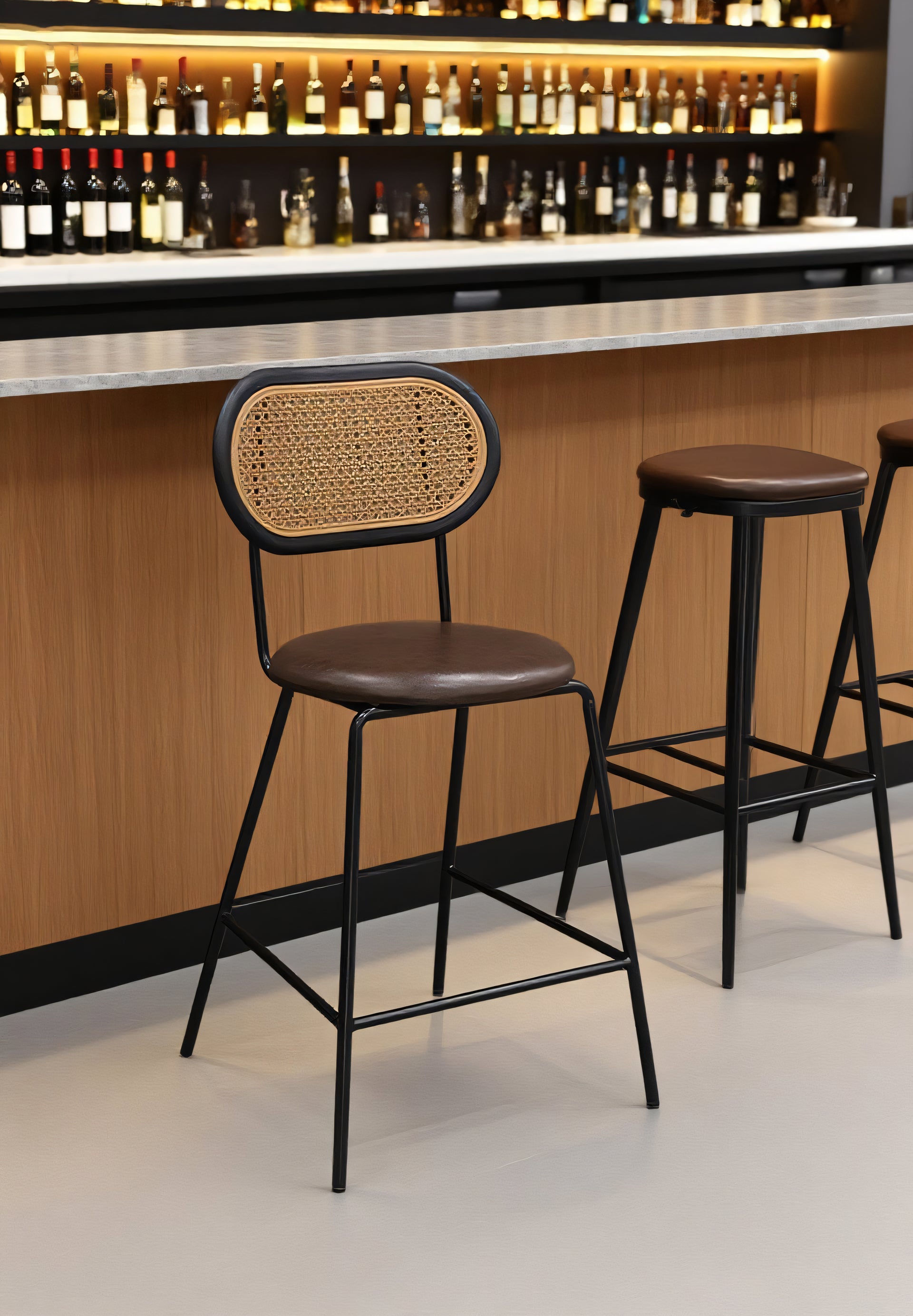 Mira Bar Chair, Black/brown, Set of 3