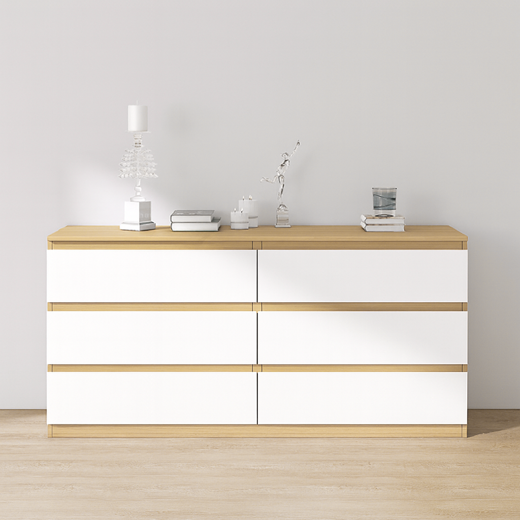 Sotta 6 Drawers Chest, Oak & White