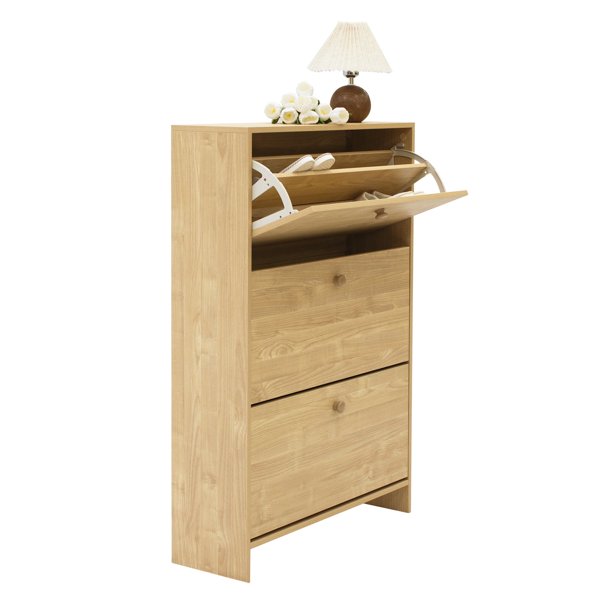 Sisco 3-Drawer Shoe Cabinet, Oak