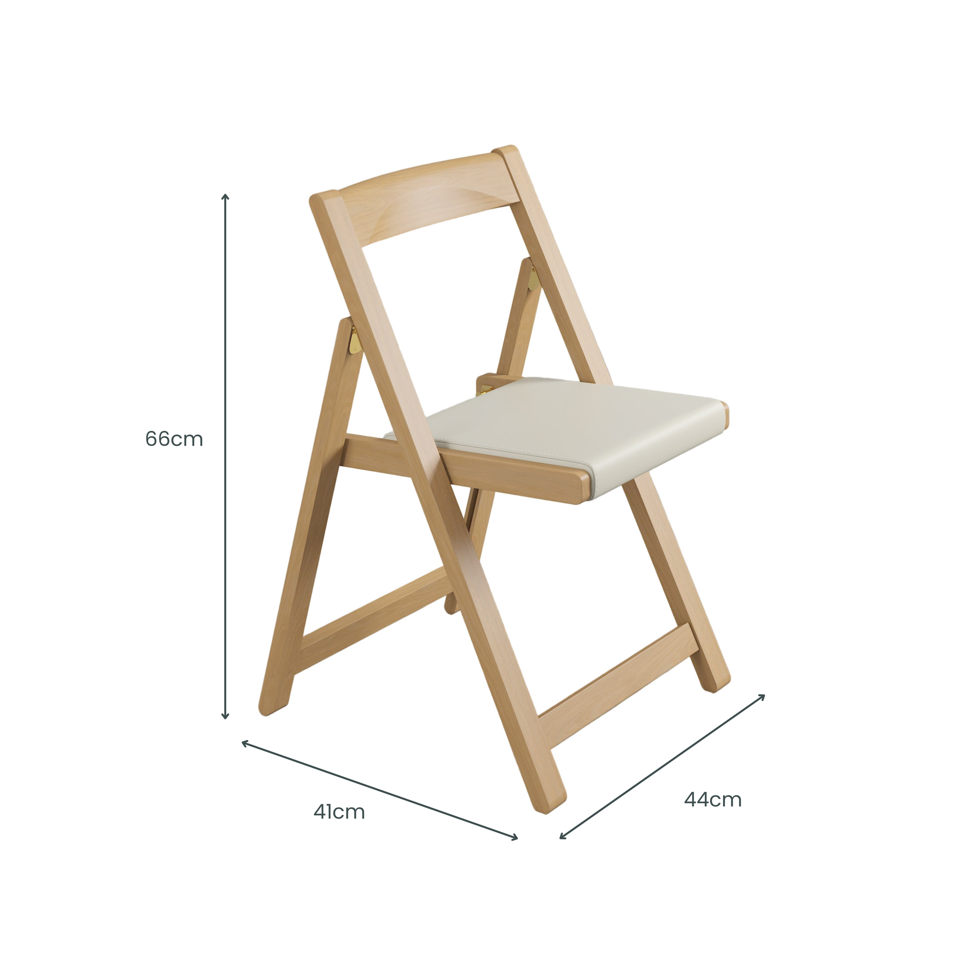Lecce Foldable Dining Chair with cushion seat, Wood & Beige, Set of 2
