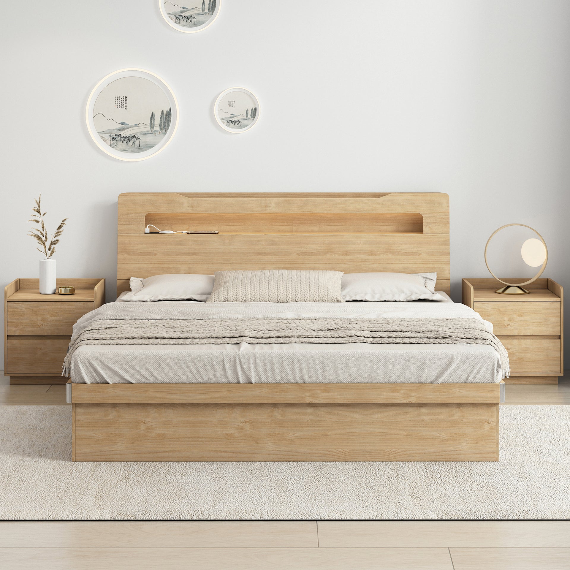 Doria Storage Bed frame, Double, Oak