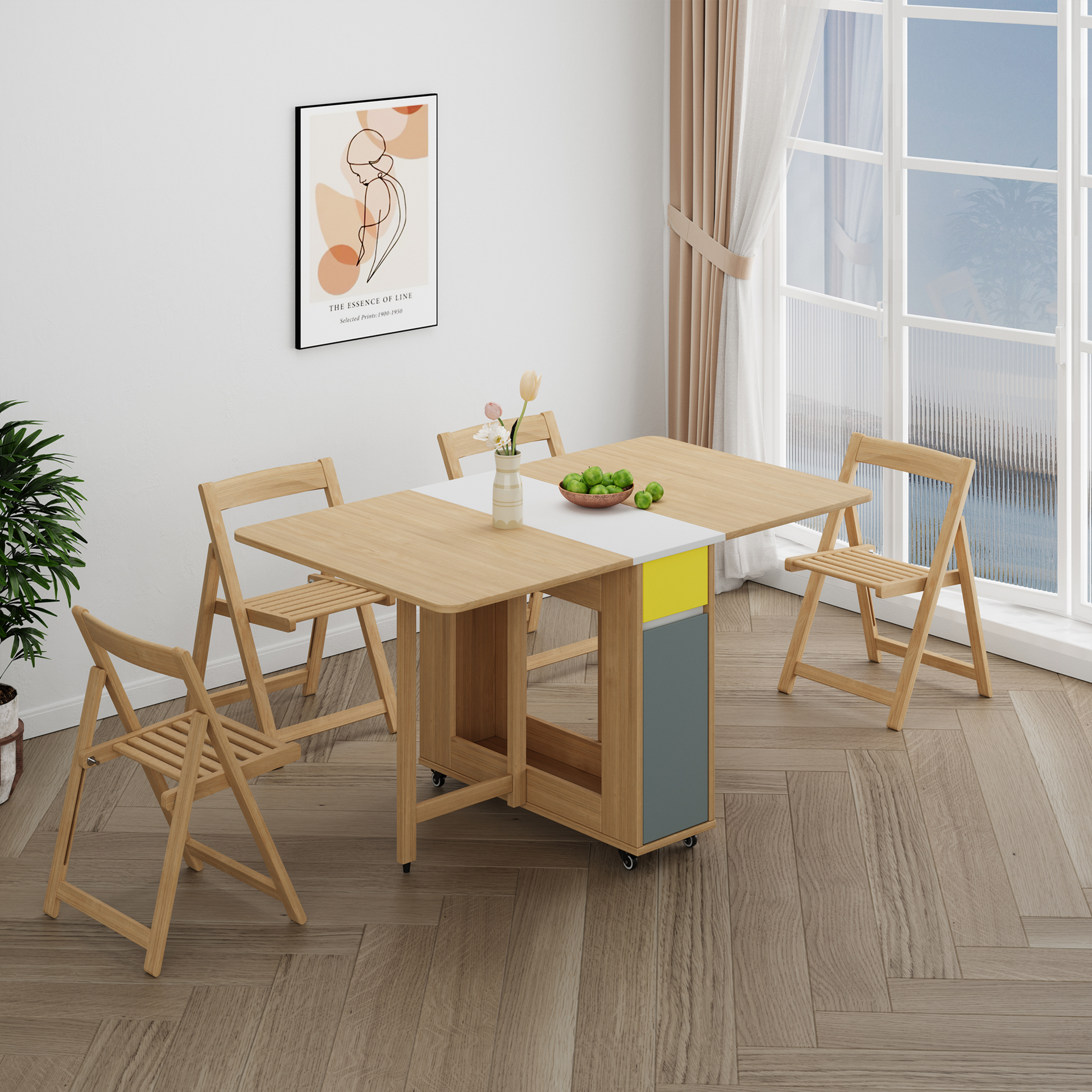 Lecce Foldable Dining Table, 1.4M, Oak and White