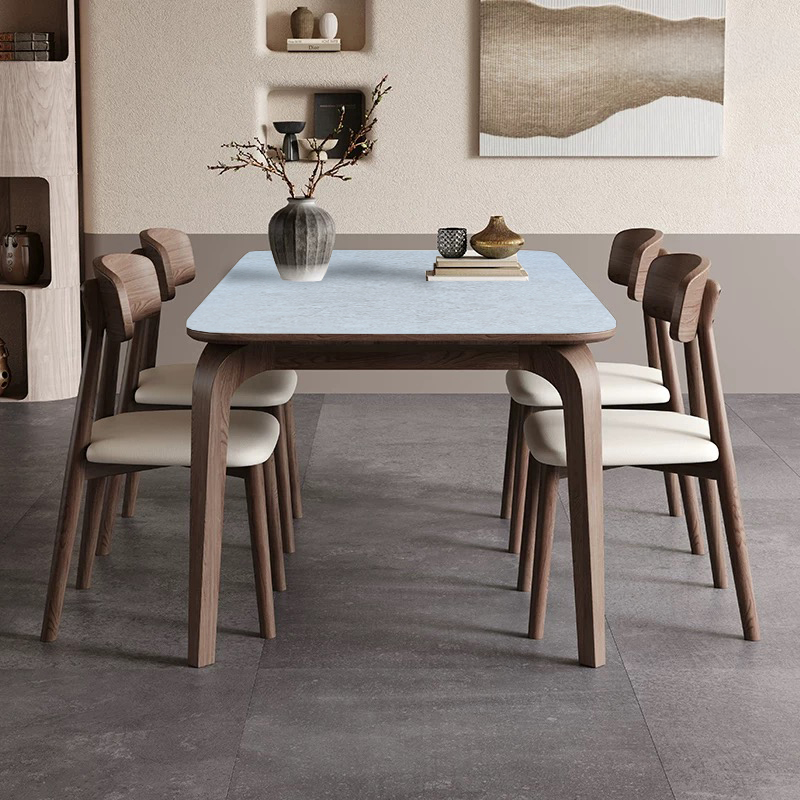 Arezzo-C Microcrystalline Stone Dining Table, 1.6M, White & Walnut