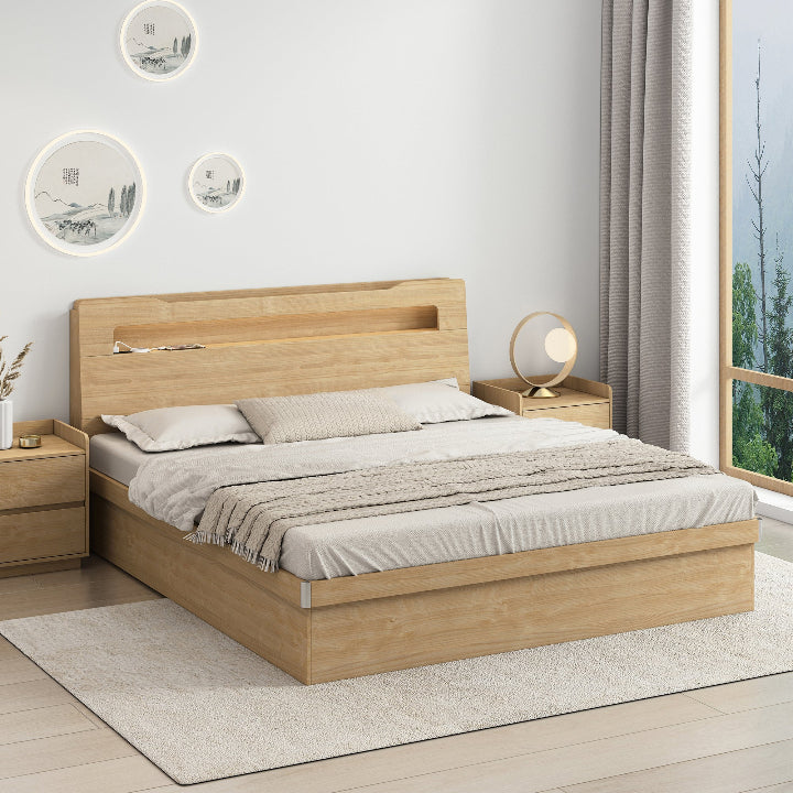 Doria Storage Bed frame, Queen, Oak