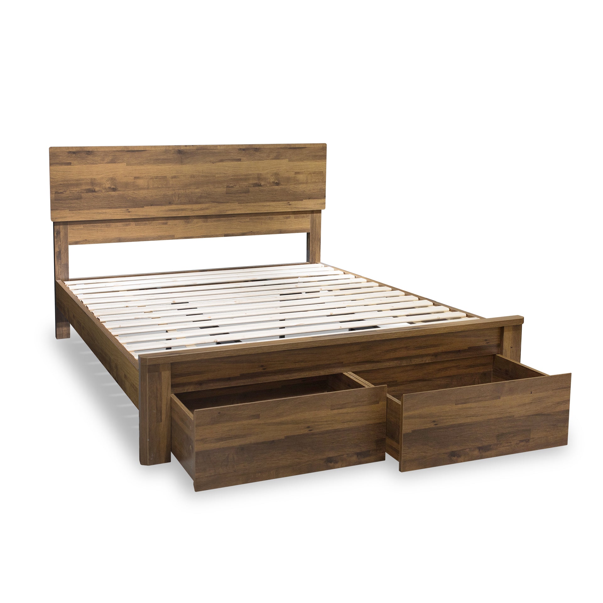Corsi Bedframe with underneath drawer, Queen, Elm