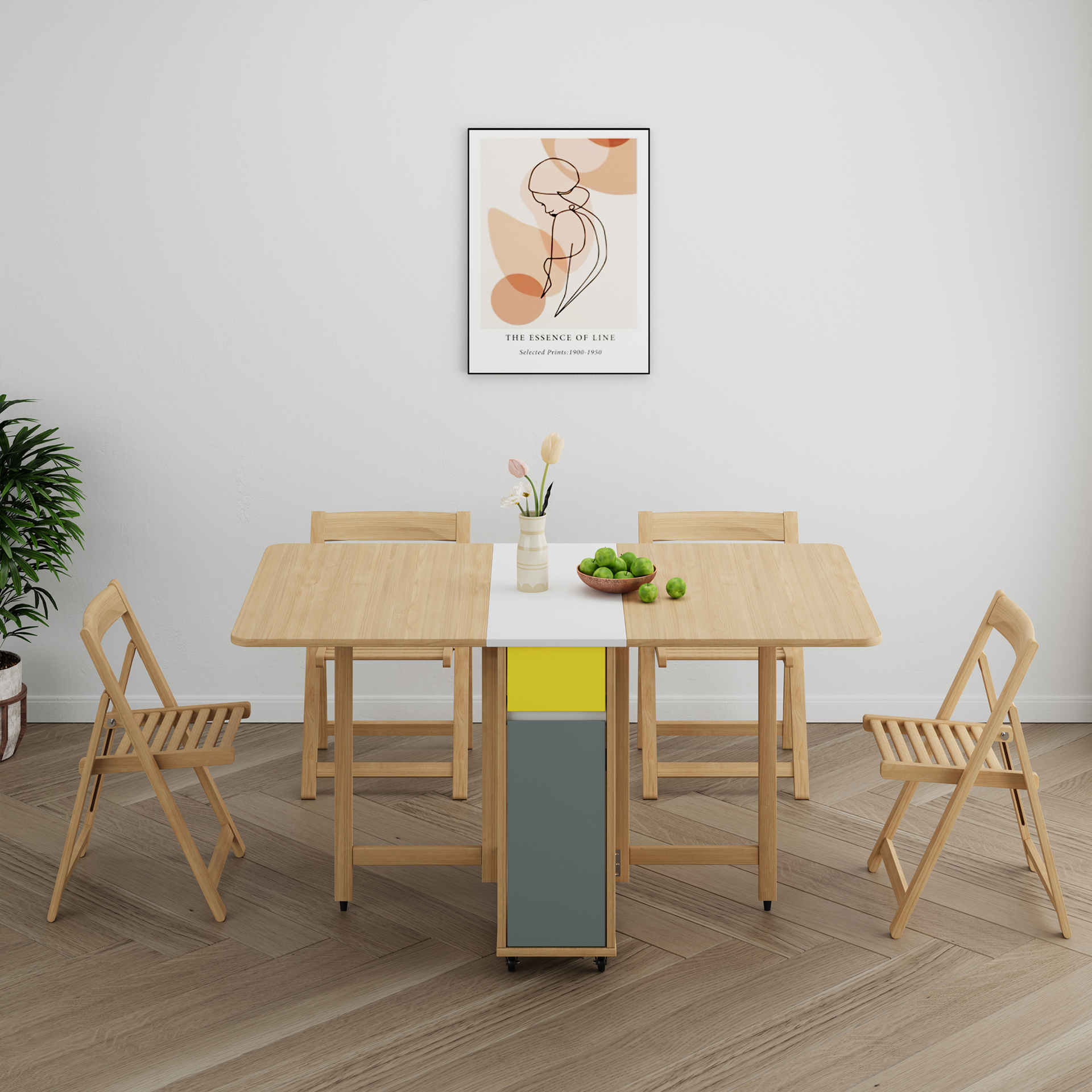Lecce Foldable Dining Table, 1.4M, Oak and White