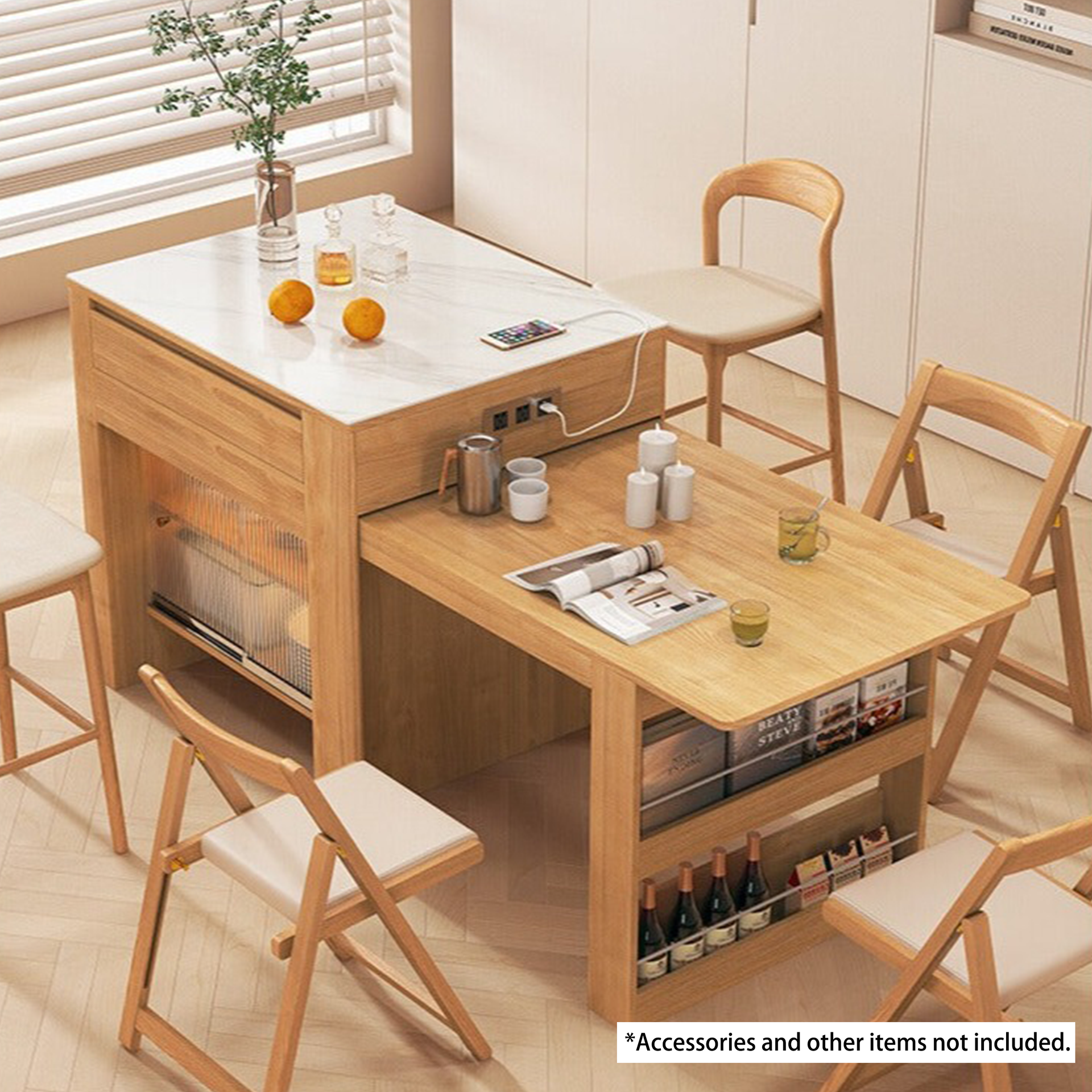 Forli Extendable Kitchen Island, Oak