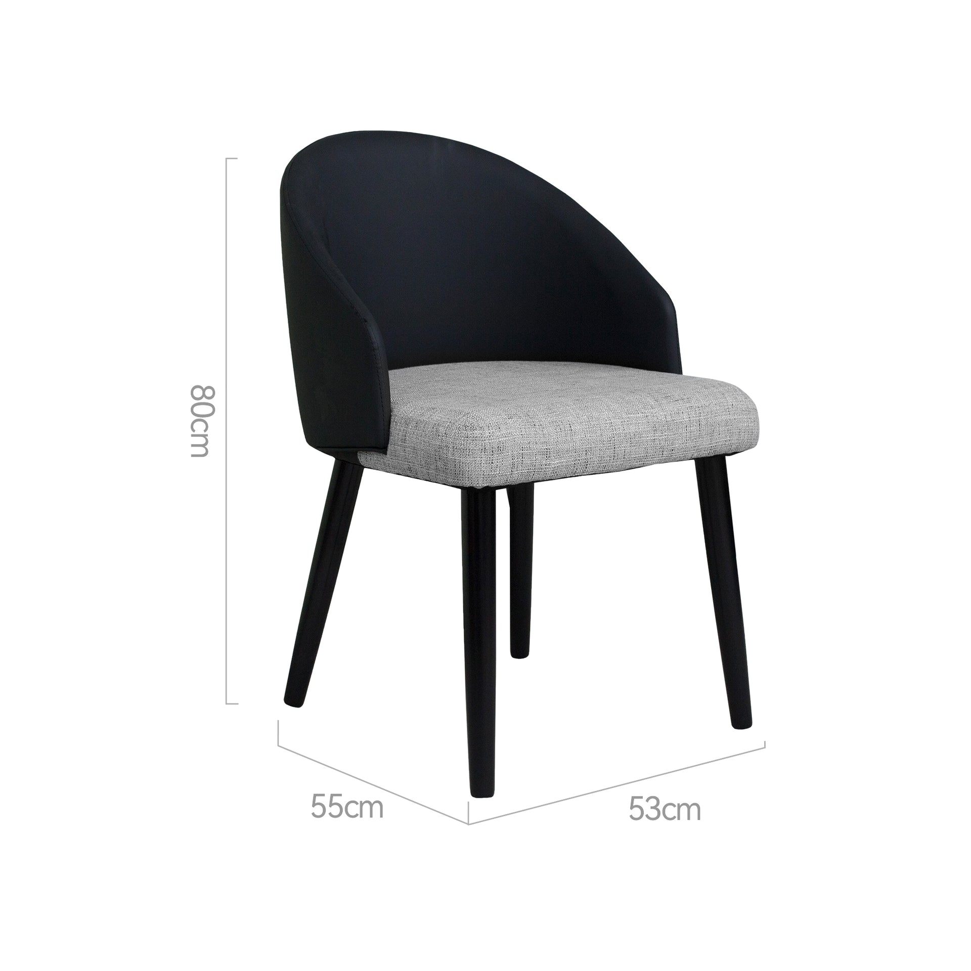 Giba Dining Chair, Black & Grey, Set Of 2