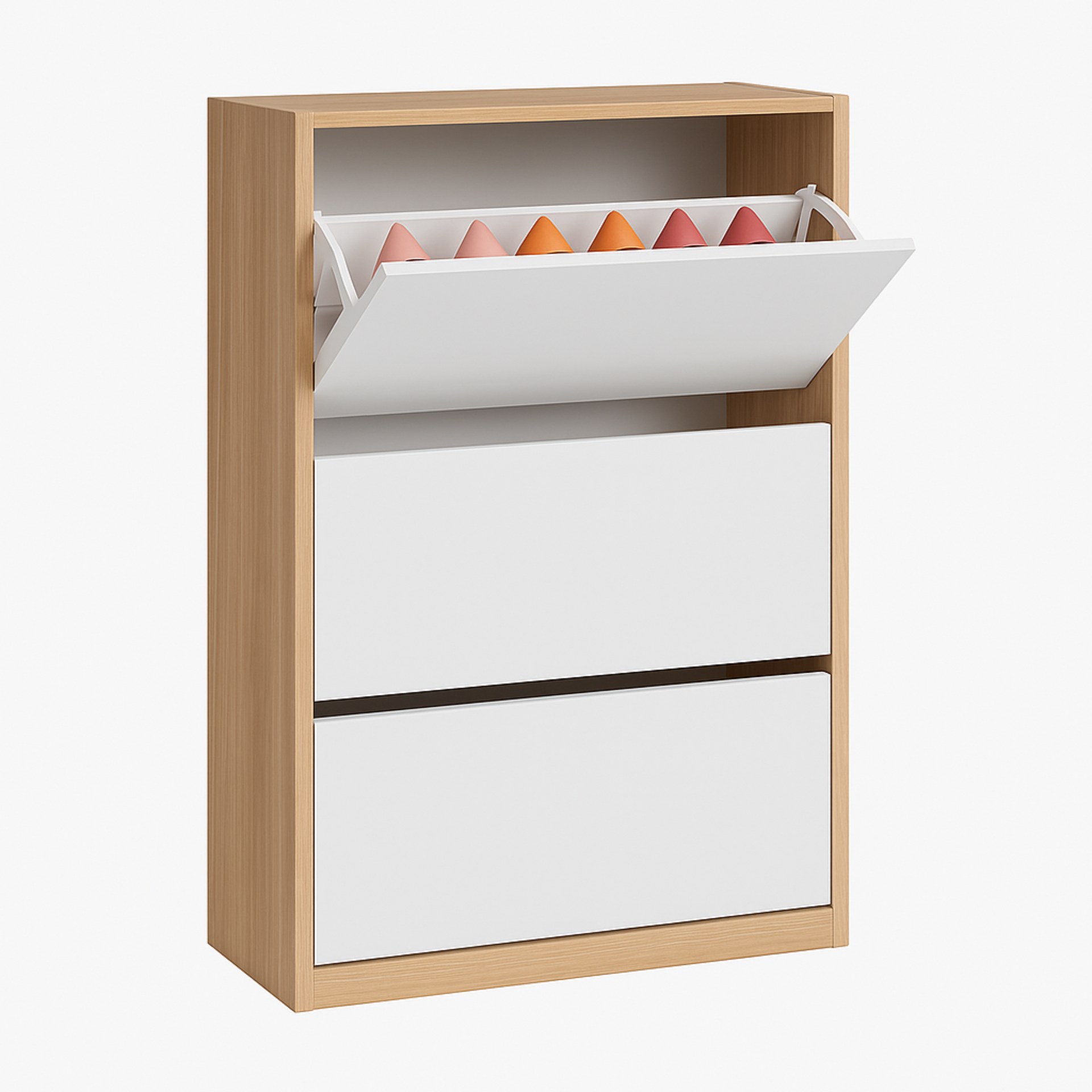 Monza Slim Shoe Cabinet, Oak, 60x30x117cm
