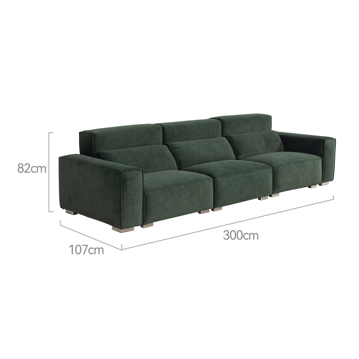 Bergamo 4-Seater Sofa, Green