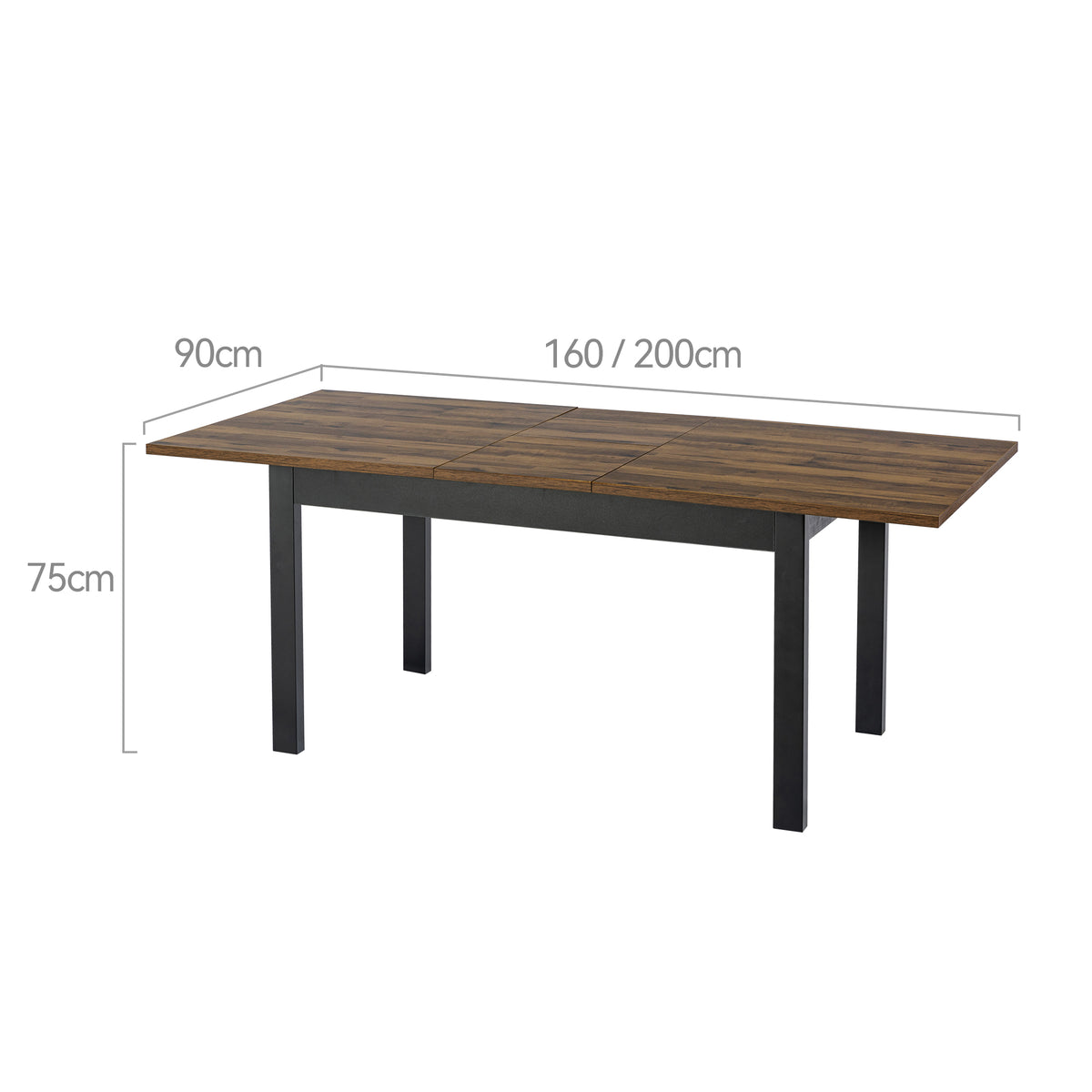 Corsi Extendable Dining Table, 1.6-2M, Elmwood & Black